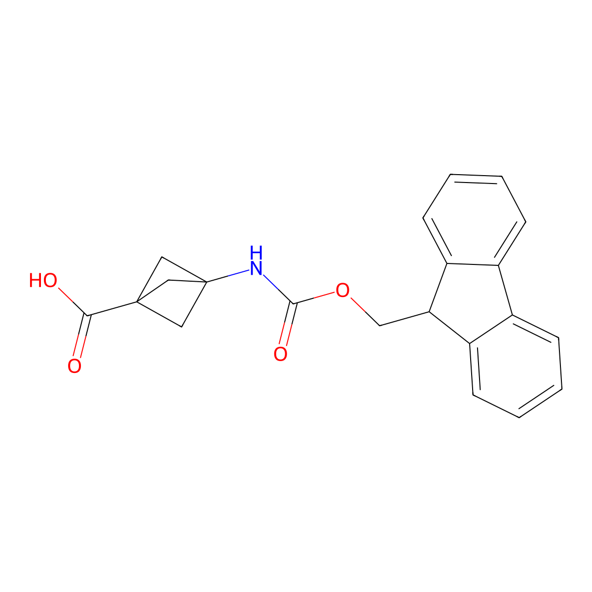 3-((((9H-fluoren-9-yl)methoxy)carbonyl)amino)bicyclo[1.1.1]pentane-1-carboxylic acid molecular structure, CAS 676371-66-7