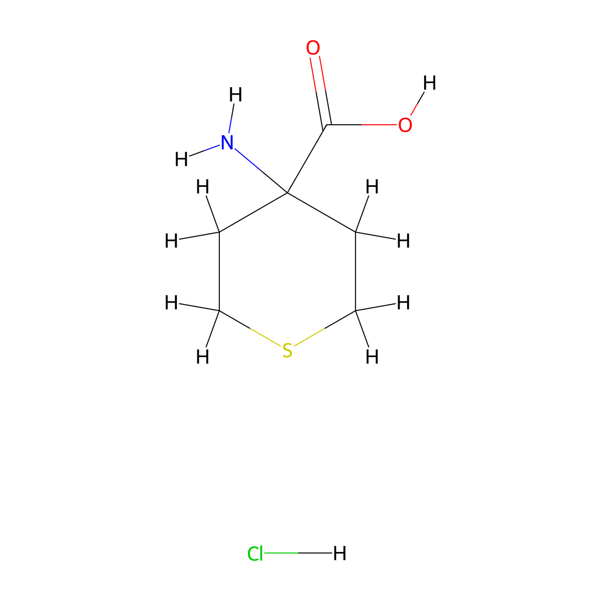 4-Aminothiane-4-carboxylic acid hydrochloride molecular structure, CAS 67639-41-2