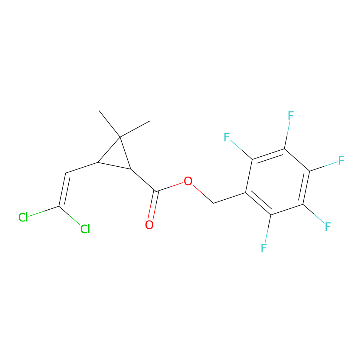 2,3,4,5,6-Pentafluorobenzyl 3-(2,2-dichlorovinyl)-2,2-dimethylcyclopropanecarboxylate molecular structure, CAS 67640-14-6