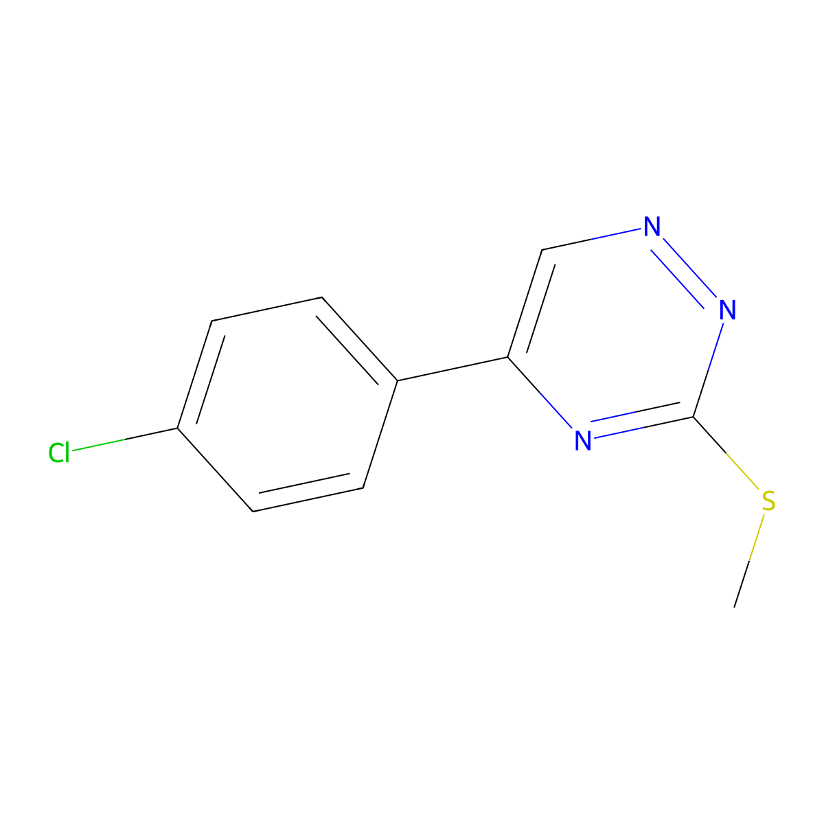 1,2,4-Triazine, 5-(4-chlorophenyl)-3-(methylthio)- molecular structure, CAS 67642-94-8