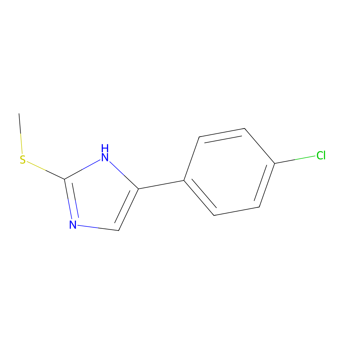 5-(4-chlorophenyl)-2-(methylsulfanyl)-1H-imidazole molecular structure, CAS 67642-97-1