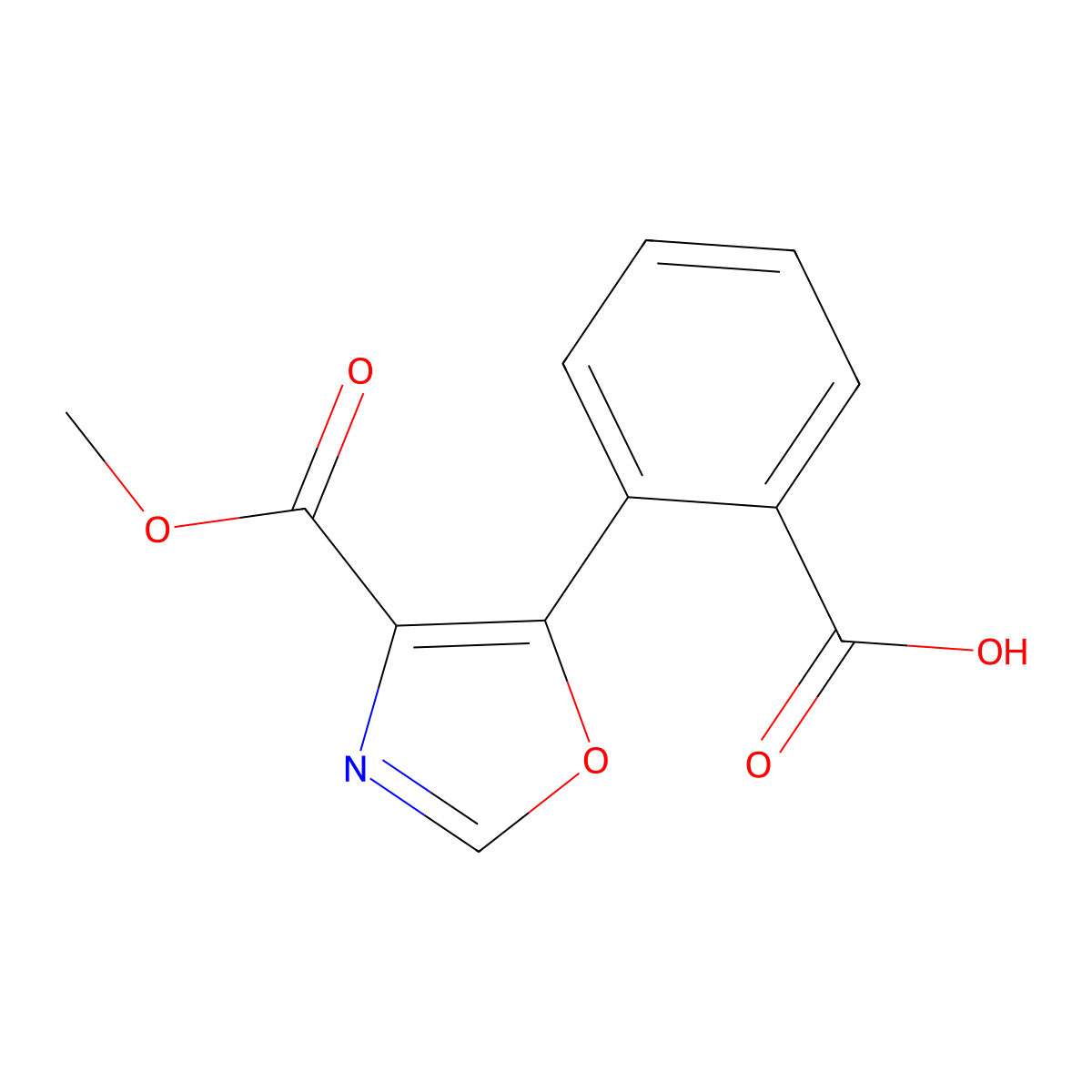 2-(4-(Methoxycarbonyl)-1,3-oxazol-5-yl)benzoic acid molecular structure, CAS 67643-18-9