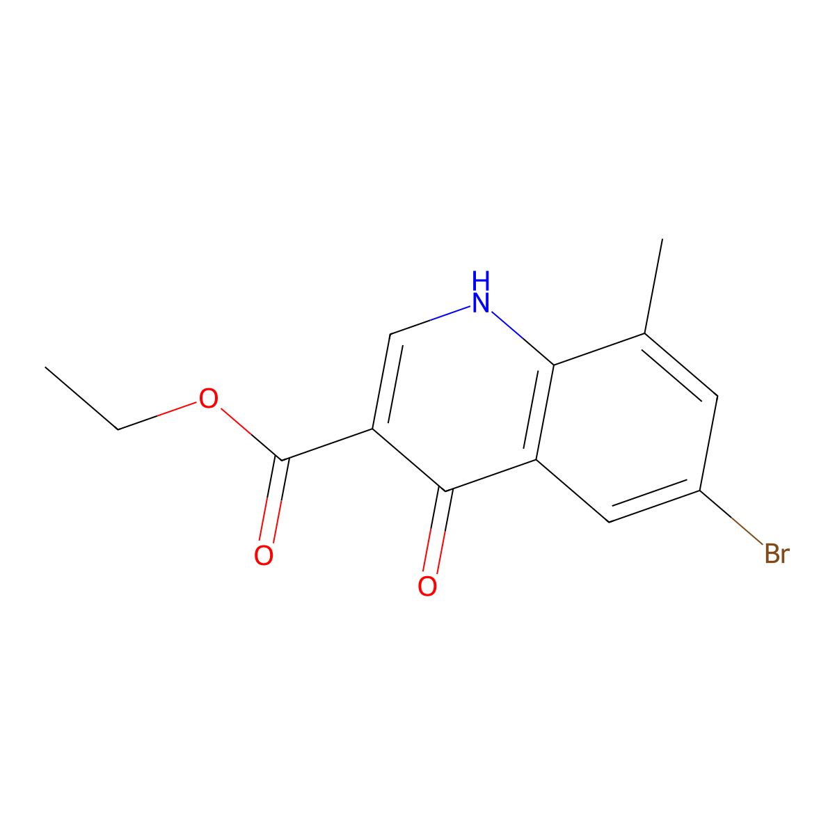 Ethyl 6-bromo-4-hydroxy-8-methylquinoline-3-carboxylate molecular structure, CAS 67643-31-6