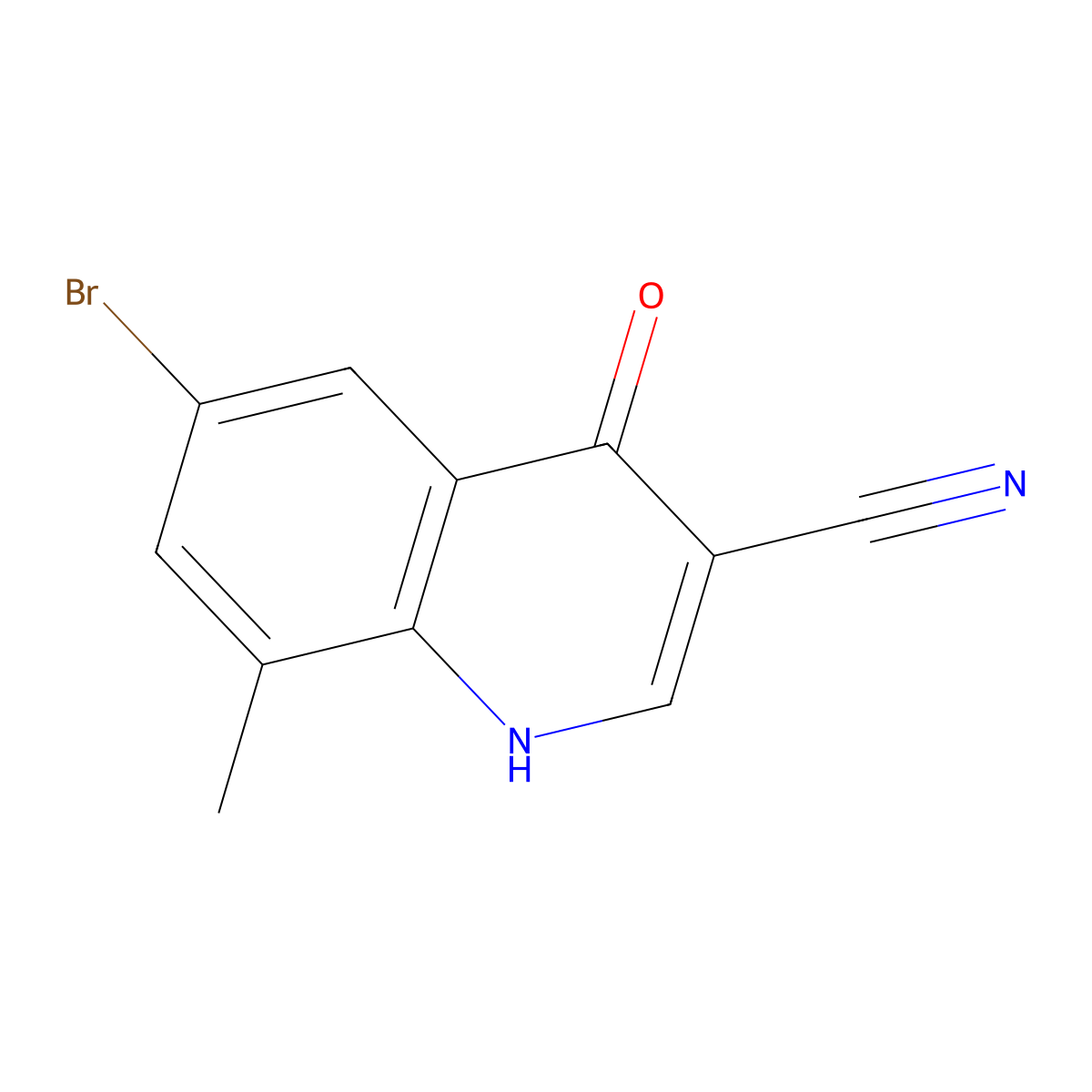 6-Bromo-4-hydroxy-8-methylquinoline-3-carbonitrile molecular structure, CAS 67643-41-8