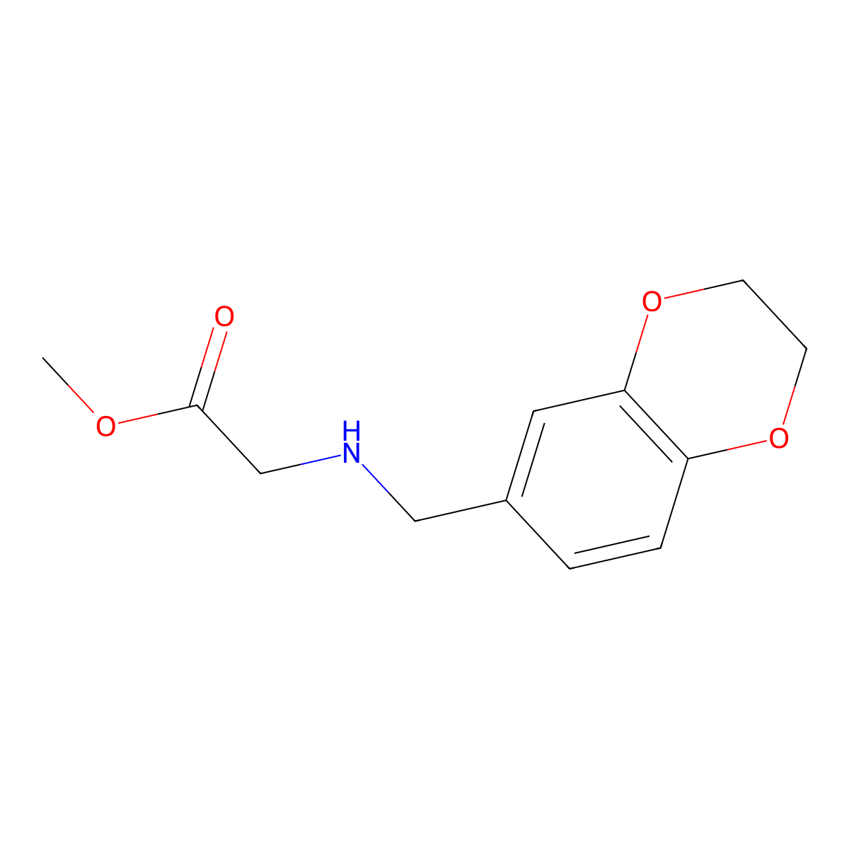 Methyl ((2,3-dihydrobenzo[b][1,4]dioxin-6-yl)methyl)glycinate molecular structure, CAS 676436-40-1