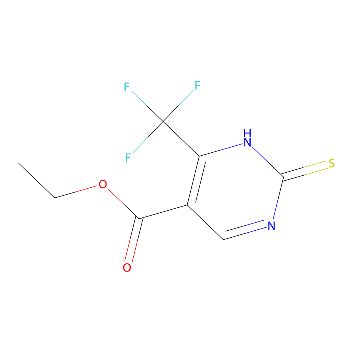 Ethyl 2-sulfanyl-4-(trifluoromethyl)pyrimidine-5-carboxylate molecular structure, CAS 676438-98-5