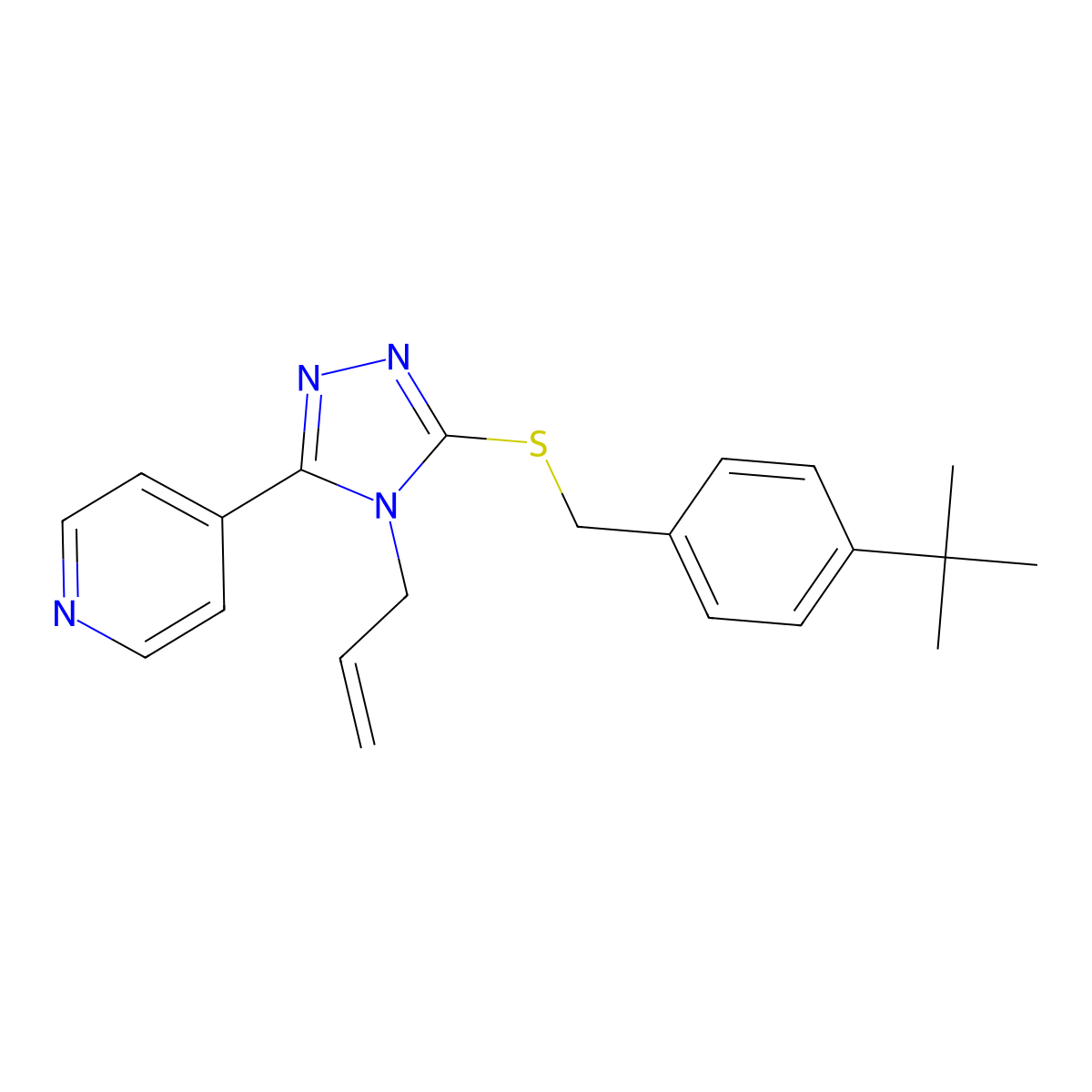 4-{5-[(4-tert-butylbenzyl)sulfanyl]-4-(prop-2-en-1-yl)-4H-1,2,4-triazol-3-yl}pyridine molecular structure, CAS 676439-41-1