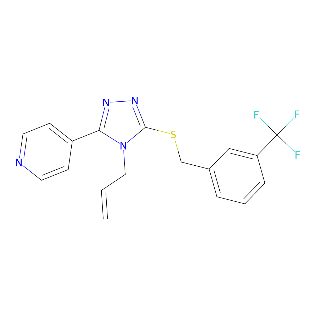 4-[4-Prop-2-enyl-5-[[3-(trifluoromethyl)phenyl]methylsulfanyl]-1,2,4-triazol-3-yl]pyridine molecular structure, CAS 676439-57-9