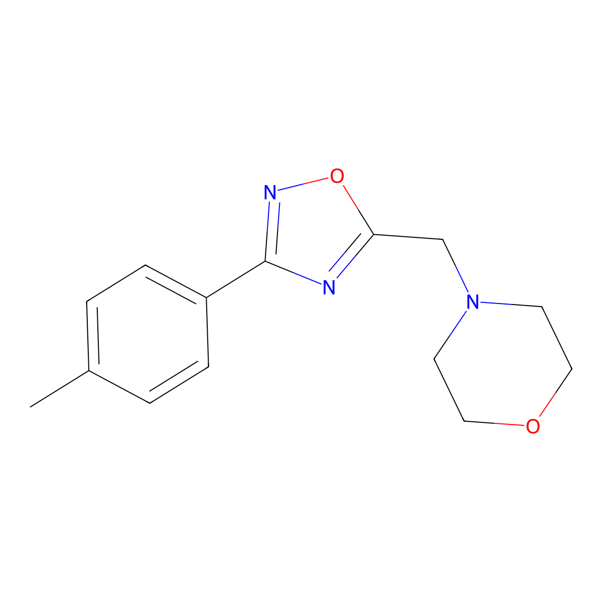 4-{[3-(4-Methylphenyl)-1,2,4-oxadiazol-5-yl]methyl}morpholine molecular structure, CAS 676439-97-7