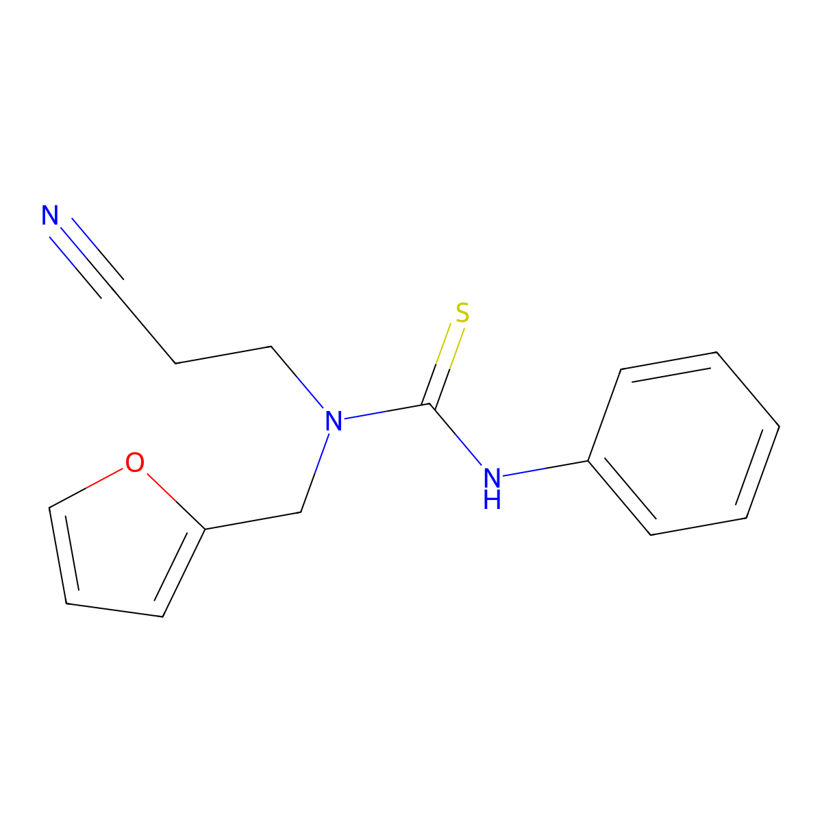 1-(2-Cyanoethyl)-1-(furan-2-ylmethyl)-3-phenylthiourea molecular structure, CAS 676440-23-6