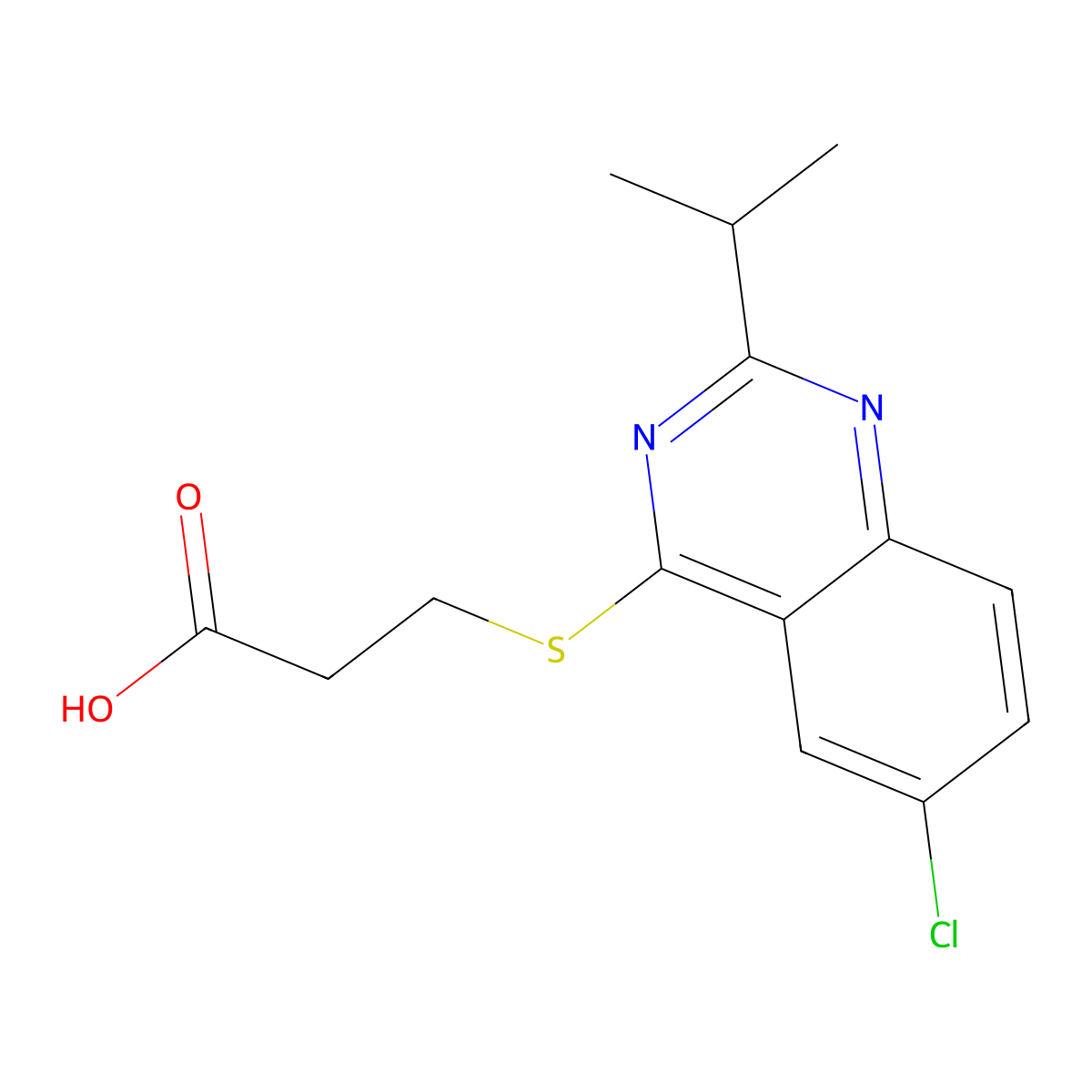3-{[6-Chloro-2-(propan-2-yl)quinazolin-4-yl]sulfanyl}propanoic acid molecular structure, CAS 676440-45-2