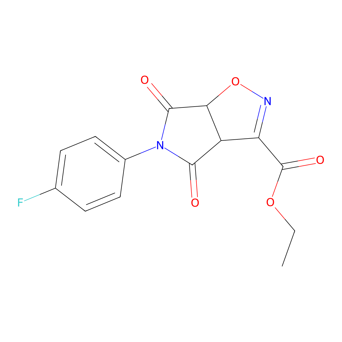 ethyl 5-(4-fluorophenyl)-4,6-dioxo-4,5,6,6a-tetrahydro-3aH-pyrrolo[3,4-d]isoxazole-3-carboxylate molecular structure, CAS 676442-51-6