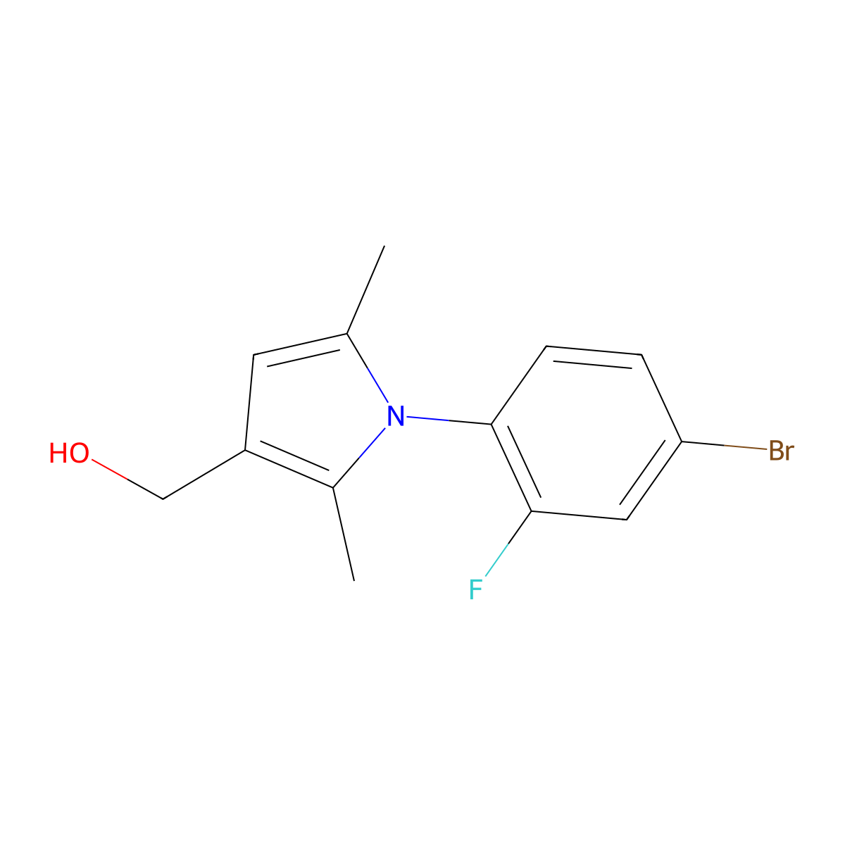 [1-(4-bromo-2-fluorophenyl)-2,5-dimethyl-1H-pyrrol-3-yl]methanol molecular structure, CAS 676443-04-2