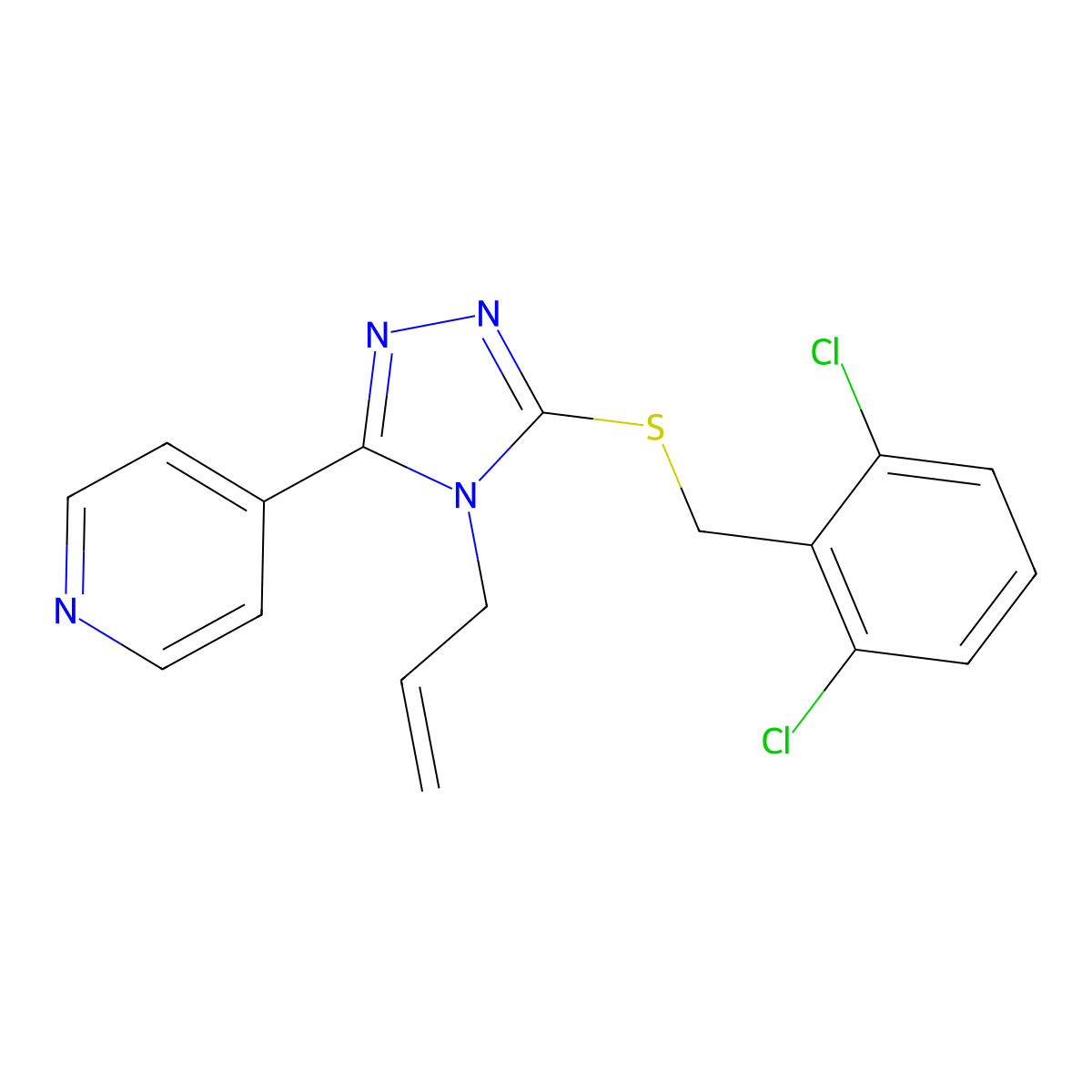 3-[(2,6-Dichlorophenyl)methylthio]-4-prop-2-enyl-5-(4-pyridyl)-1,2,4-triazole molecular structure, CAS 676458-30-3