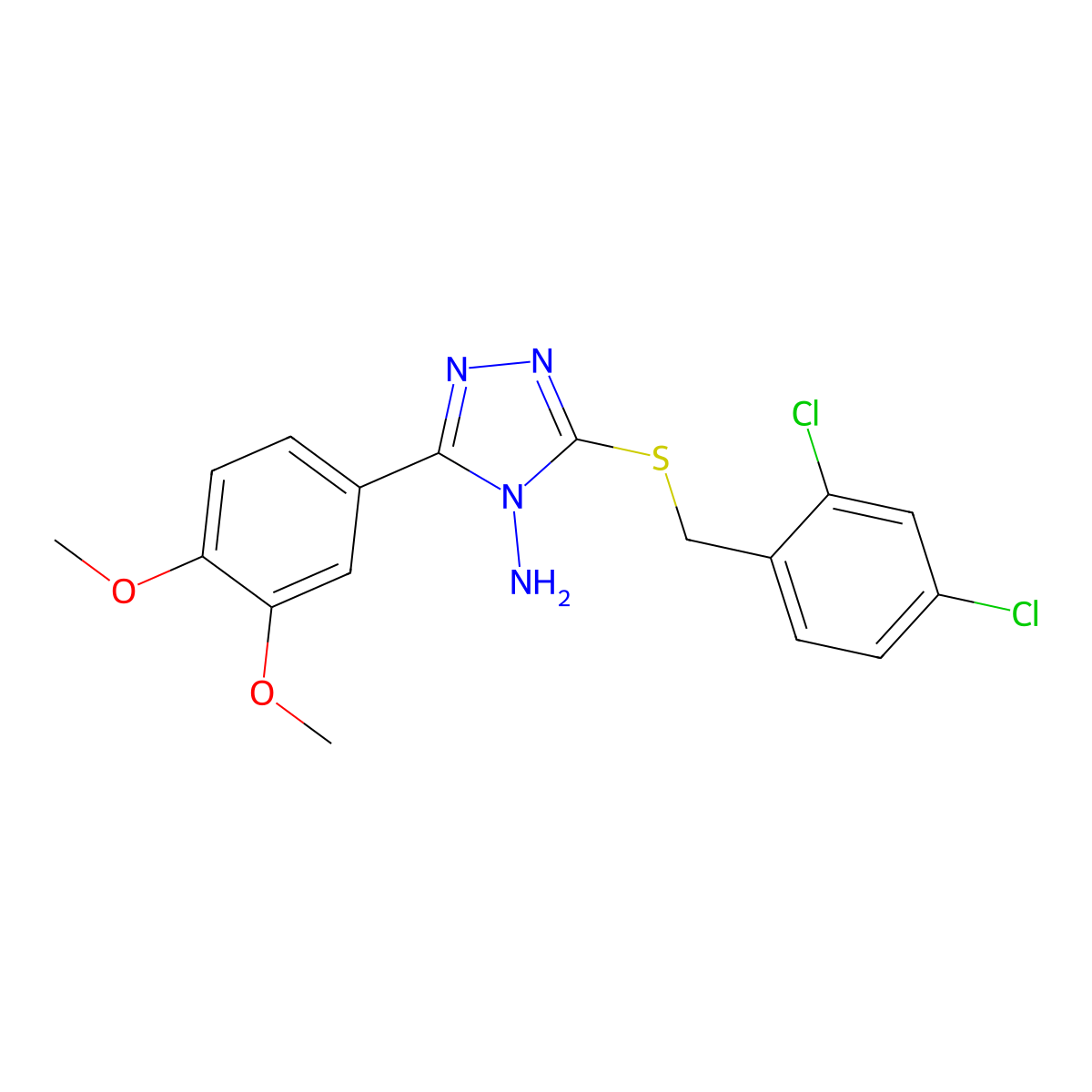 3-[(2,4-Dichlorophenyl)methylthio]-5-(3,4-dimethoxyphenyl)-1,2,4-triazole-4-yl amine molecular structure, CAS 676458-72-3