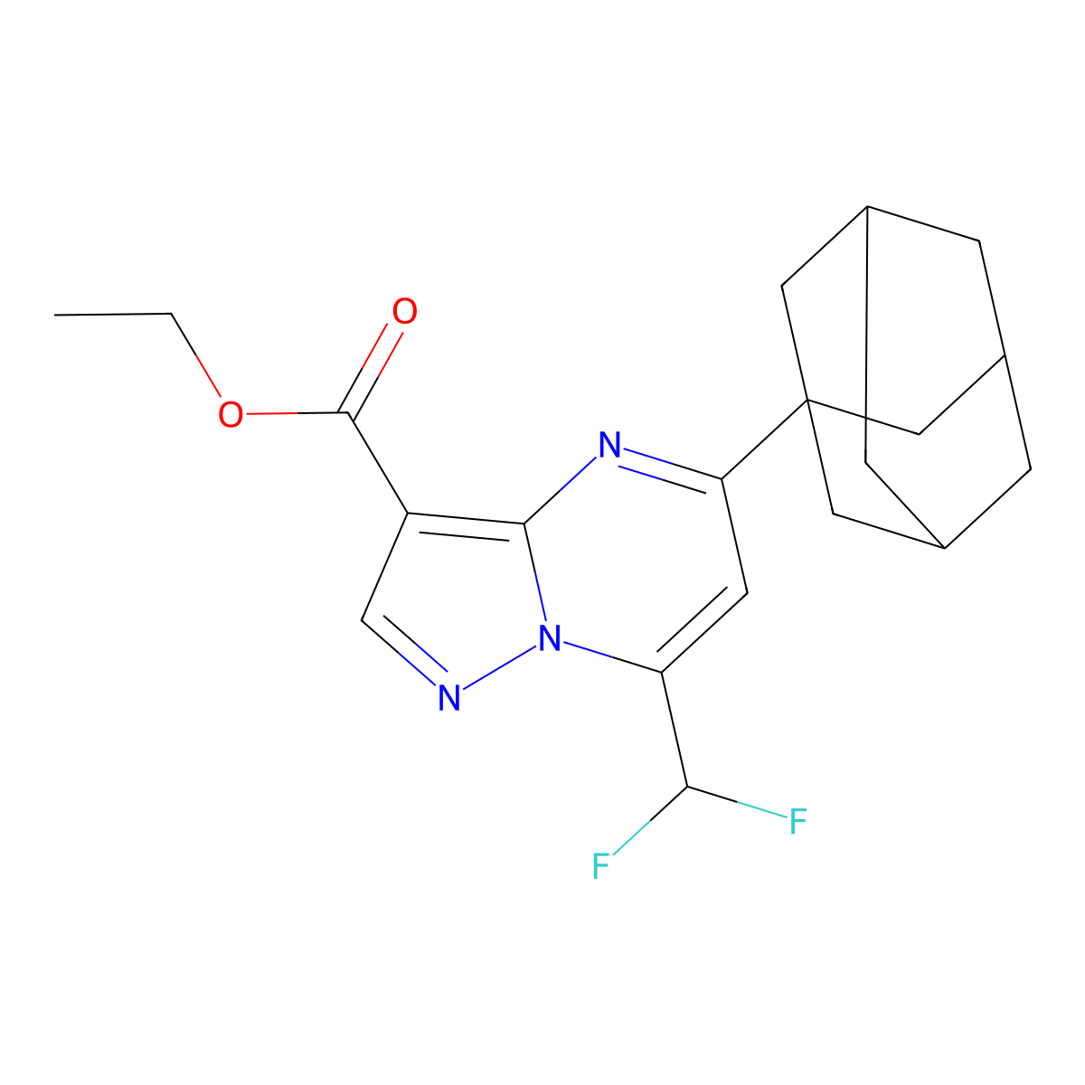 Ethyl 5-(1-adamantyl)-7-(difluoromethyl)pyrazolo[1,5-a]pyrimidine-3-carboxylate molecular structure, CAS 676459-14-6
