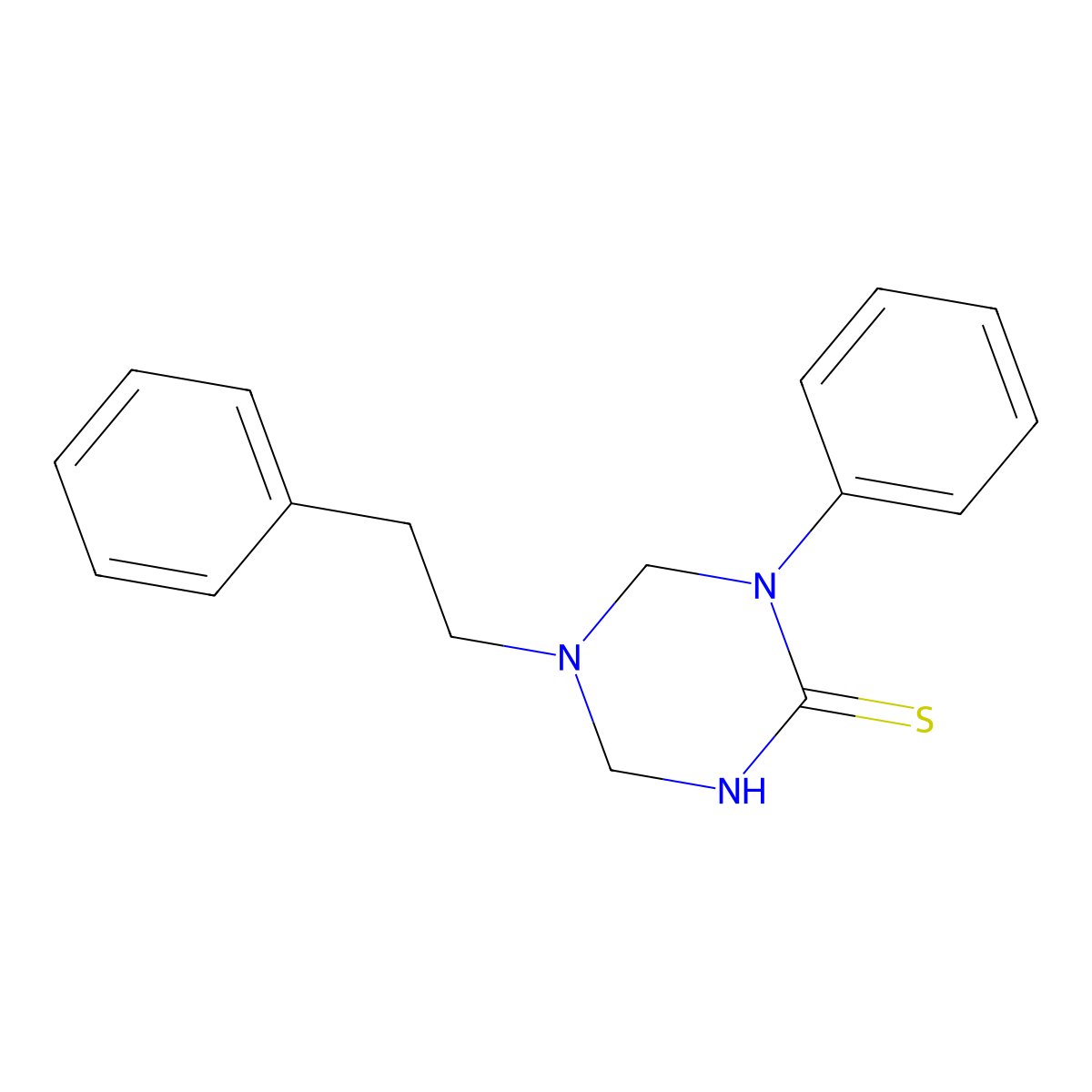 5-Phenethyl-1-phenyl-1,3,5-triazinane-2-thione molecular structure, CAS 676459-65-7