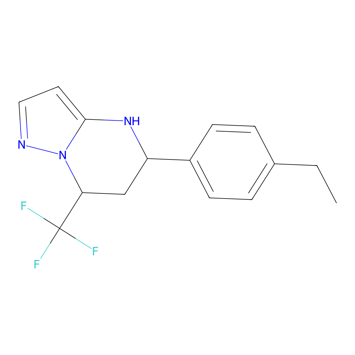 5-(4-Ethylphenyl)-7-(trifluoromethyl)-4,5,6,7-tetrahydropyrazolo[1,5-a]pyrimidine molecular structure, CAS 676459-69-1