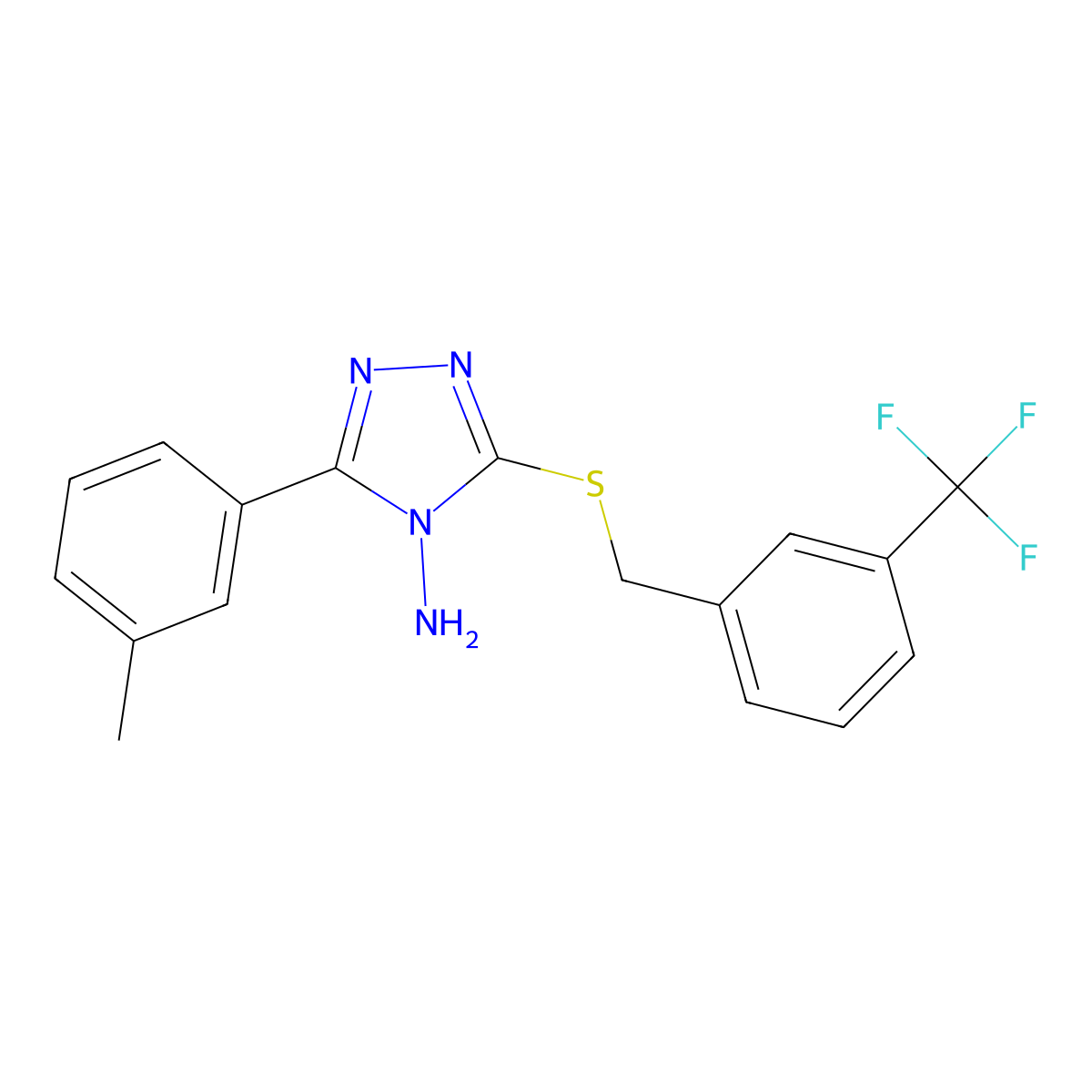 3-(3-methylphenyl)-5-{[3-(trifluoromethyl)benzyl]sulfanyl}-4H-1,2,4-triazol-4-amine molecular structure, CAS 676462-43-4