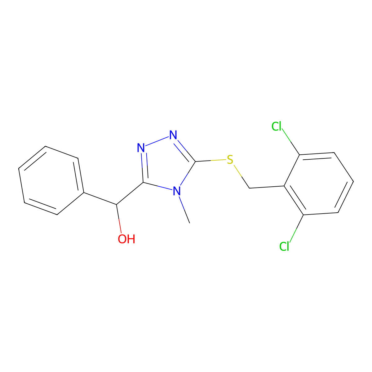 [5-[(2,6-Dichlorophenyl)methylsulfanyl]-4-methyl-1,2,4-triazol-3-yl]-phenylmethanol molecular structure, CAS 676462-58-1