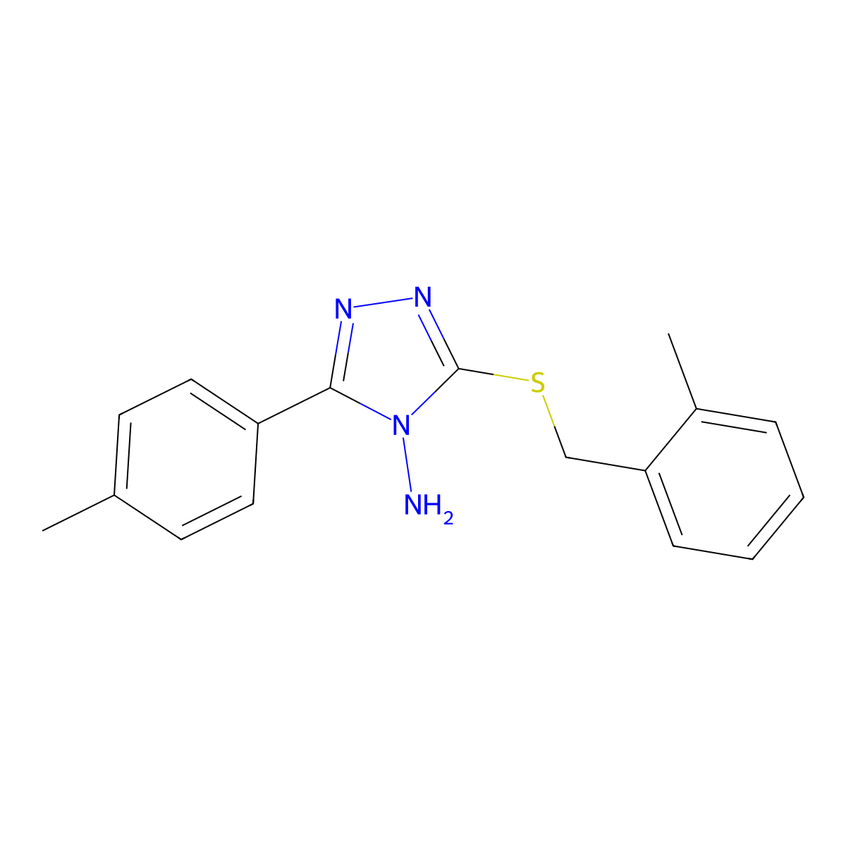 5-(4-Methylphenyl)-3-[(2-methylphenyl)methylthio]-1,2,4-triazole-4-ylamine molecular structure, CAS 676462-66-1