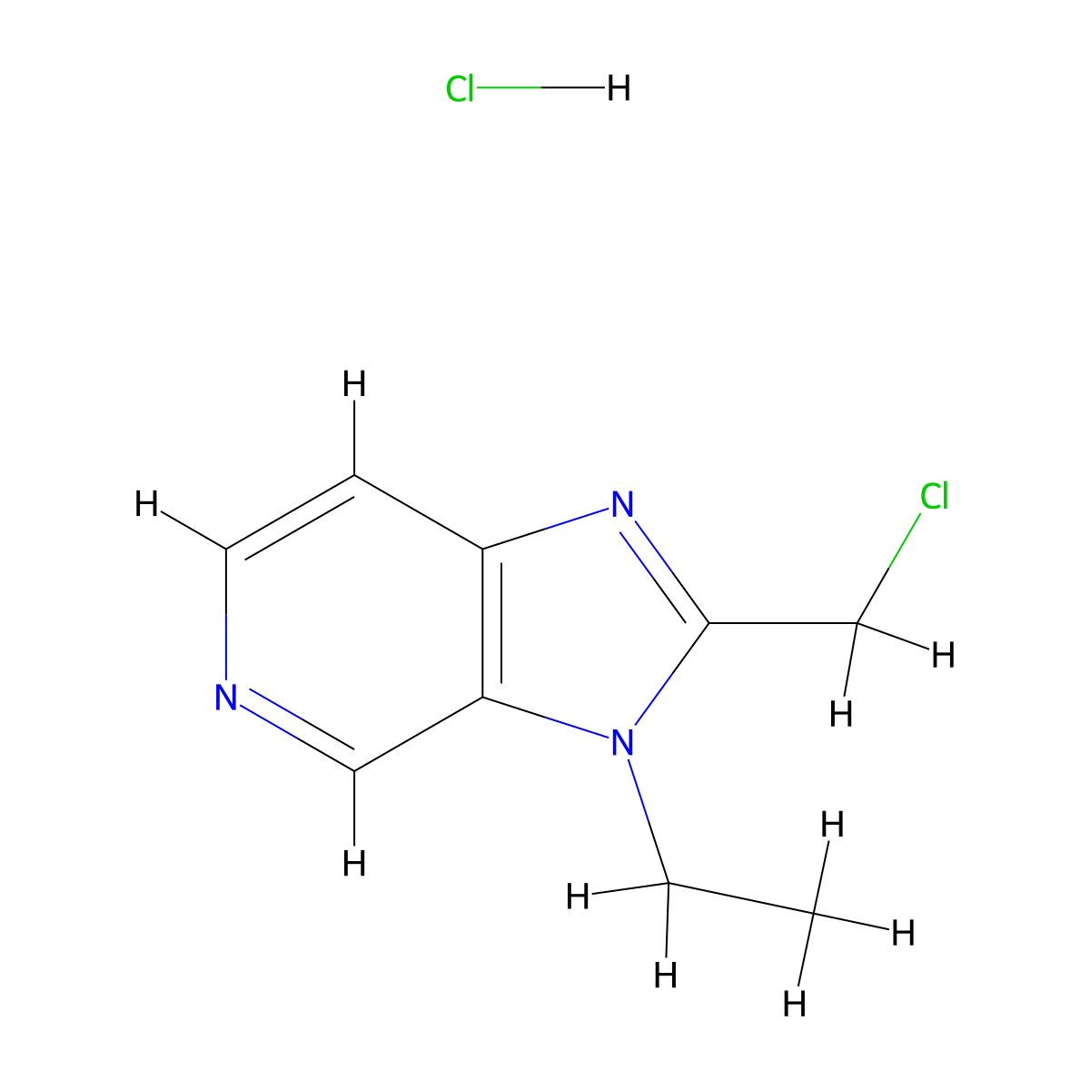 2-(chloromethyl)-3-ethyl-3H-imidazo[4,5-c]pyridine hydrochloride molecular structure, CAS 676464-97-4