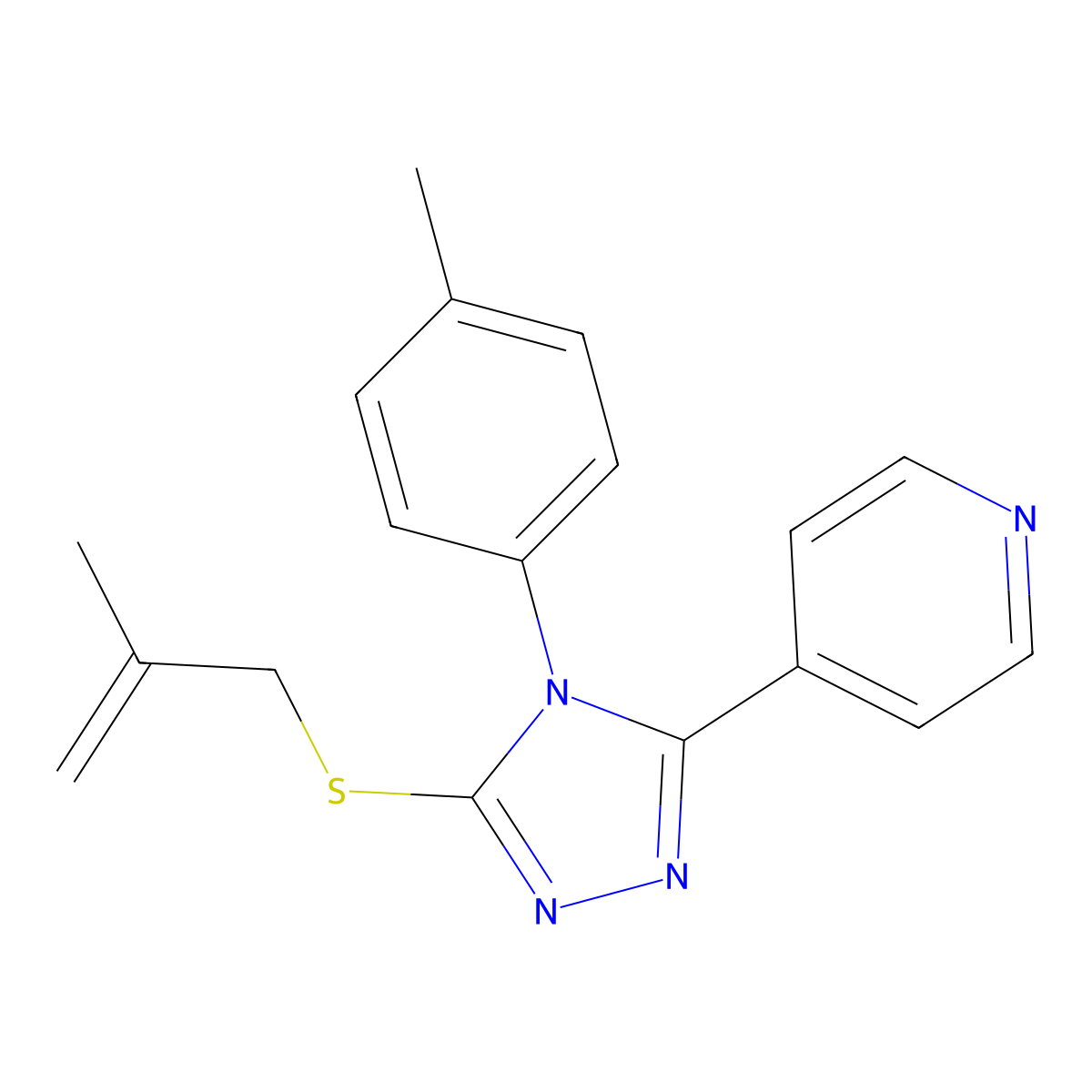 4-(4-(4-Methylphenyl)-5-((2-ME-2-propenyl)thio)-4H-1,2,4-triazol-3-YL)pyridine molecular structure, CAS 676469-52-6