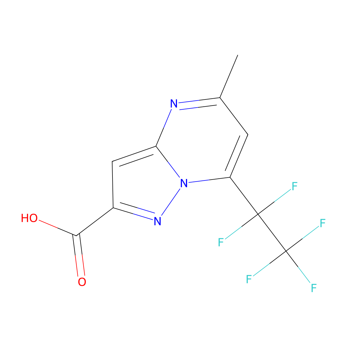 5-Methyl-7-(pentafluoroethyl)pyrazolo[1,5-a]pyrimidine-2-carboxylic acid molecular structure, CAS 676469-64-0