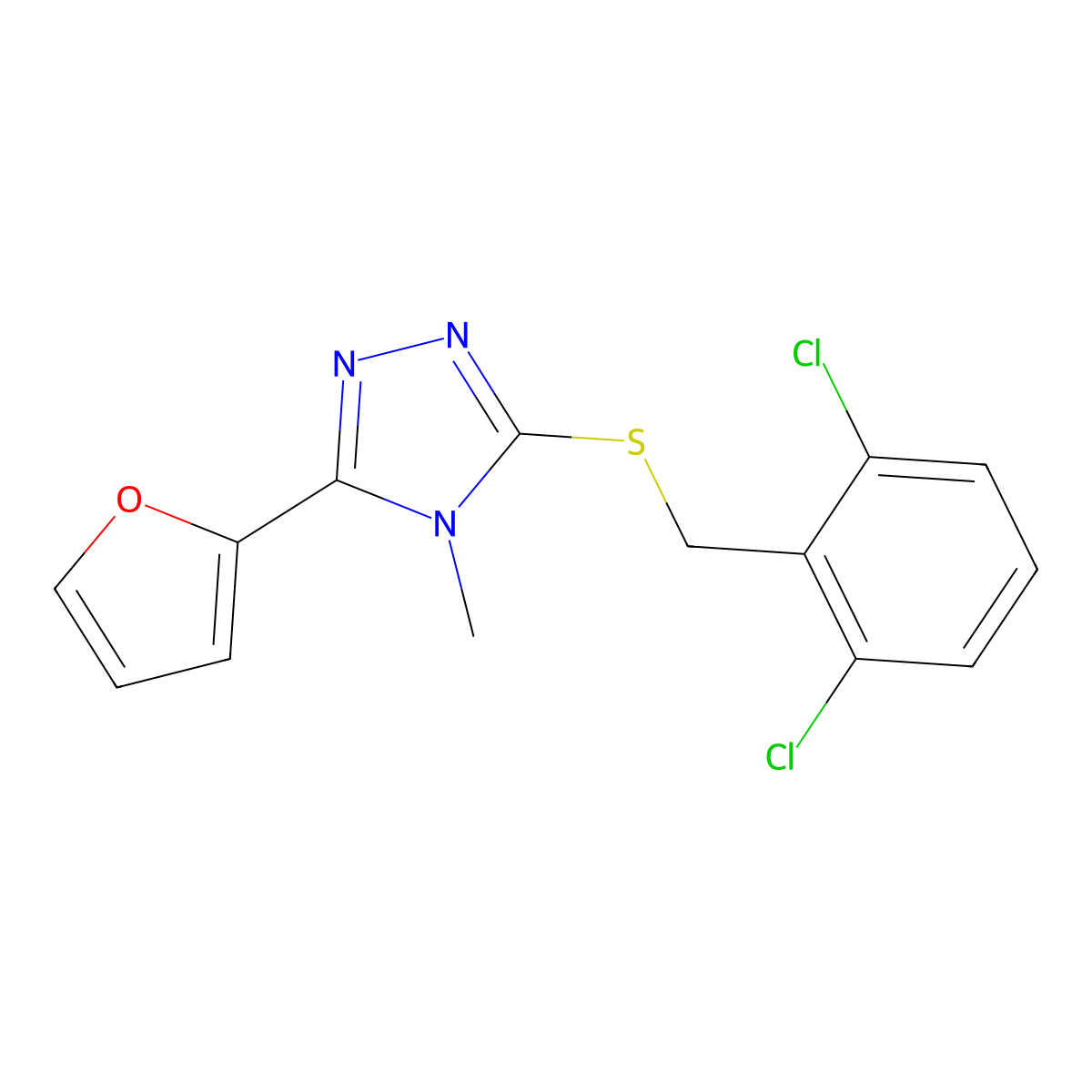 3-[(2,6-dichlorobenzyl)sulfanyl]-5-(furan-2-yl)-4-methyl-4H-1,2,4-triazole molecular structure, CAS 676469-92-4