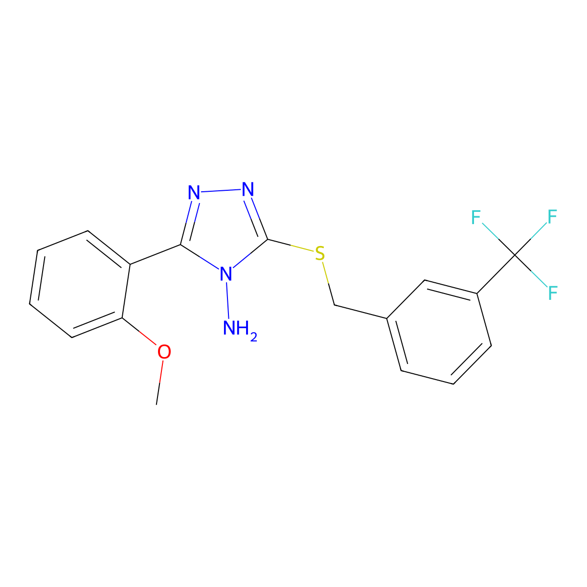 3-(2-methoxyphenyl)-5-{[3-(trifluoromethyl)benzyl]sulfanyl}-4H-1,2,4-triazol-4-amine molecular structure, CAS 676470-02-3