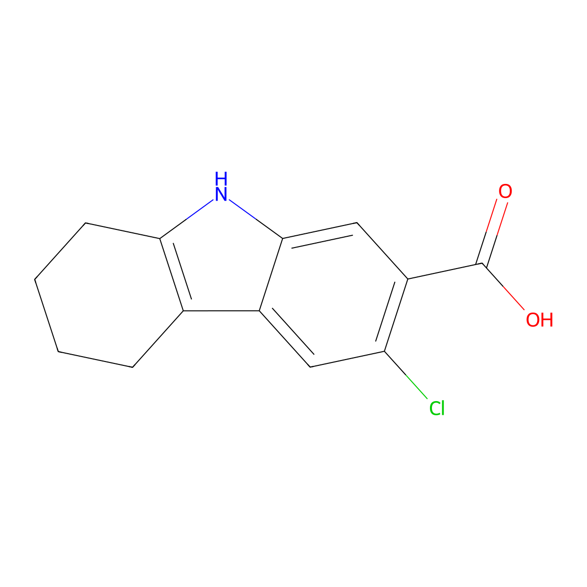 6-chloro-2,3,4,9-tetrahydro-1H-carbazole-7-carboxylic acid molecular structure, CAS 676470-14-7