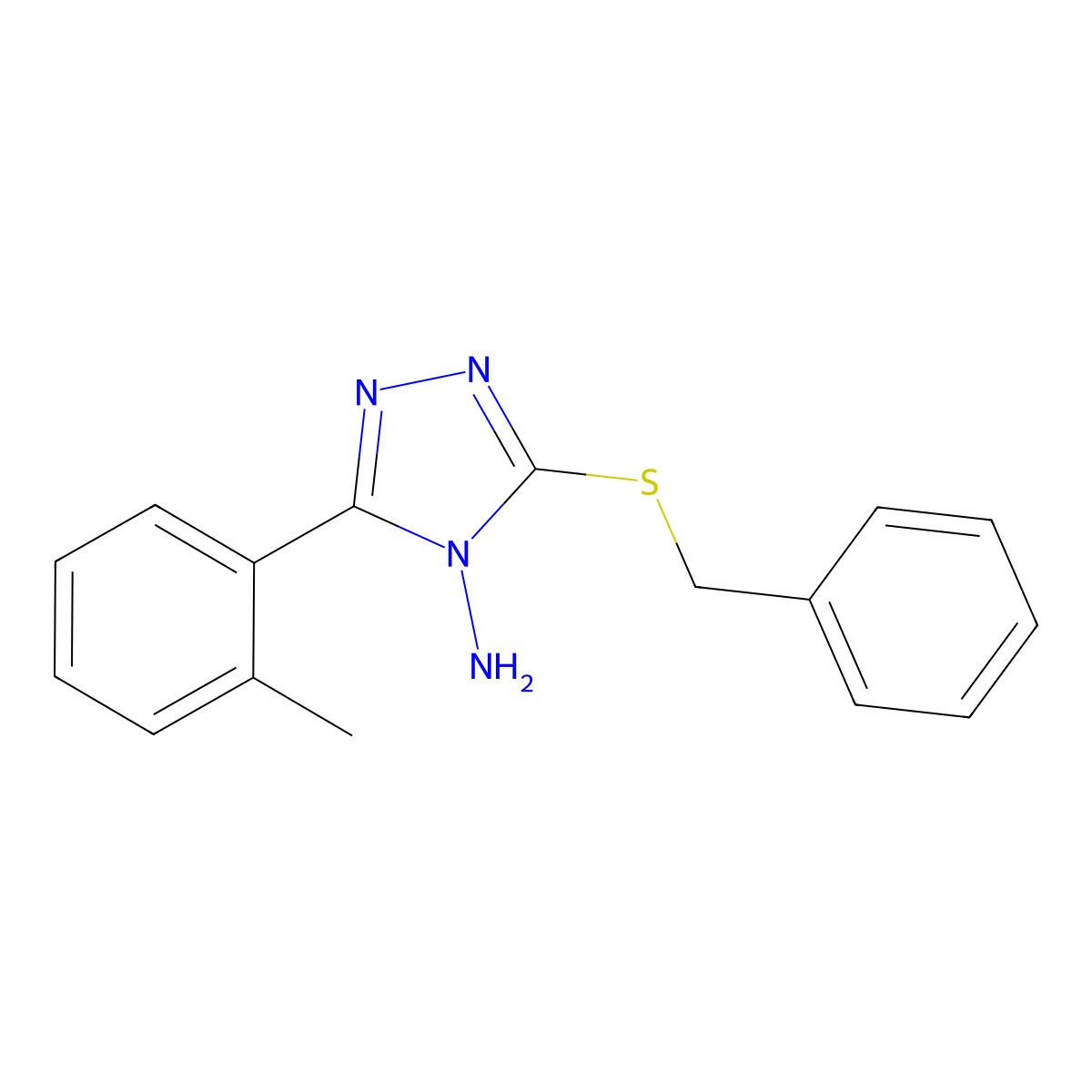 5-(2-Methylphenyl)-3-(phenylmethylthio)-1,2,4-triazole-4-ylamine molecular structure, CAS 676470-67-0