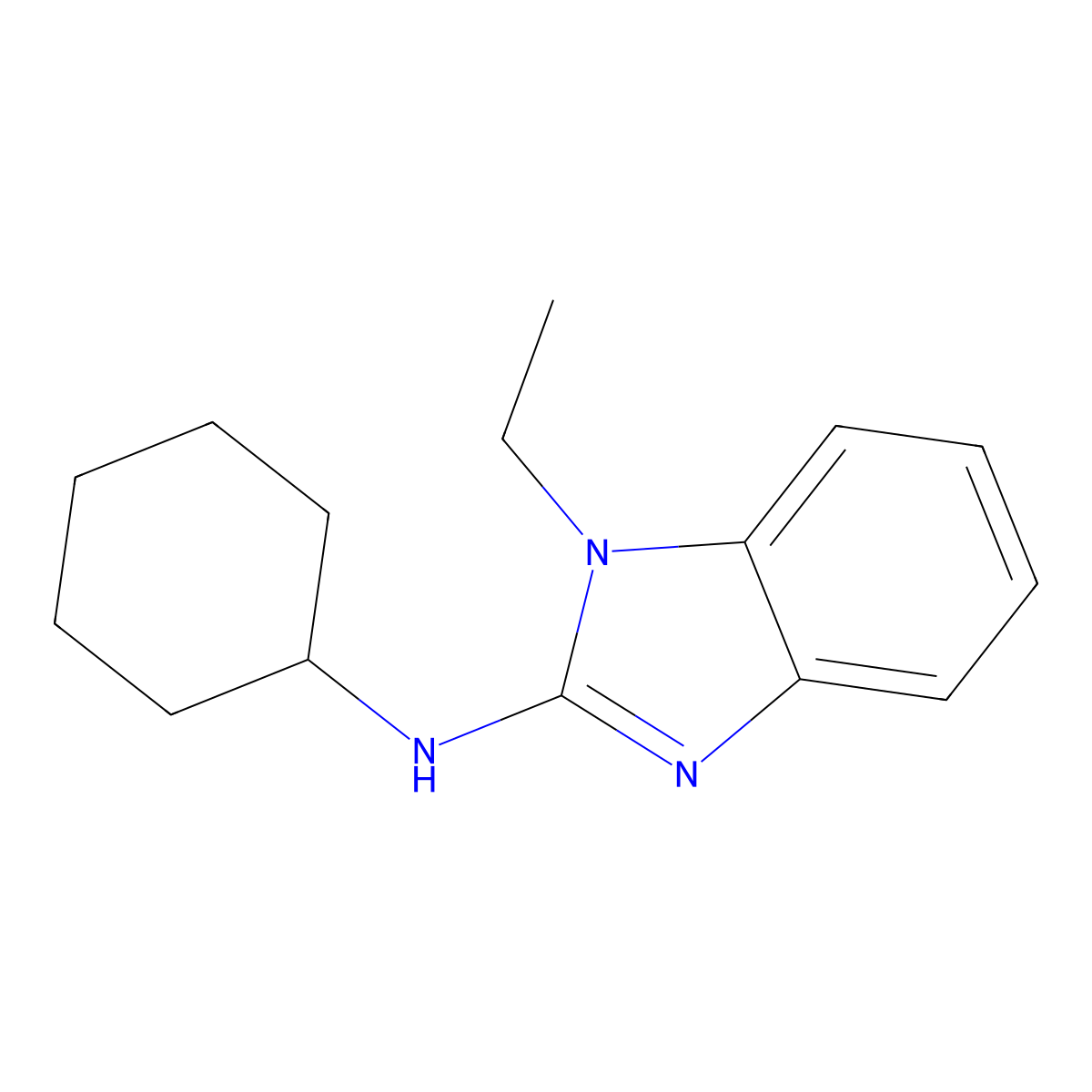 N-cyclohexyl-N-(1-ethyl-1H-benzimidazol-2-yl)amine molecular structure, CAS 676471-03-7