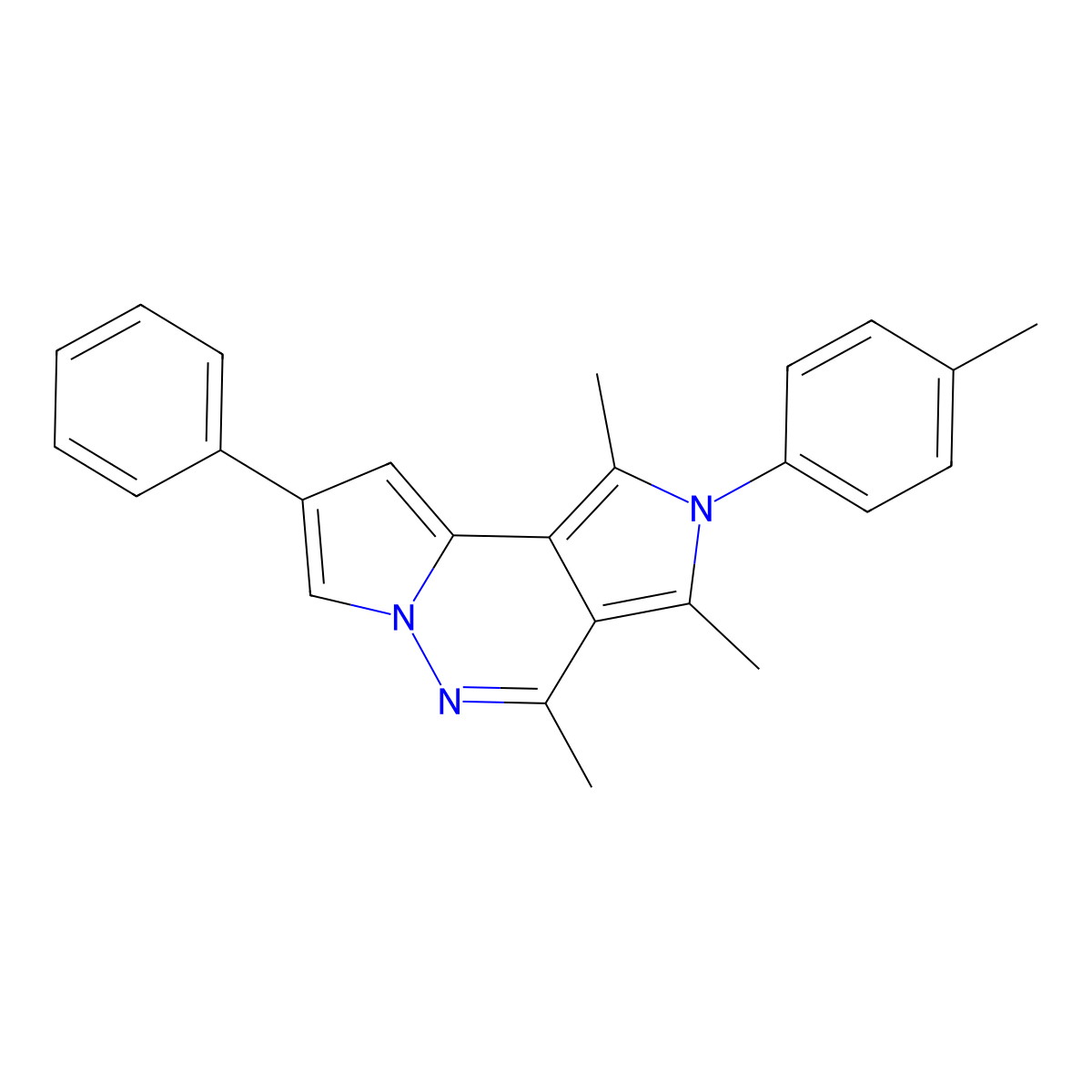 1,3,4-Trimethyl-2-(4-methylphenyl)-8-phenyl-2H-dipyrrolo[1,2-B:3,4-D]pyridazine molecular structure, CAS 676478-59-4