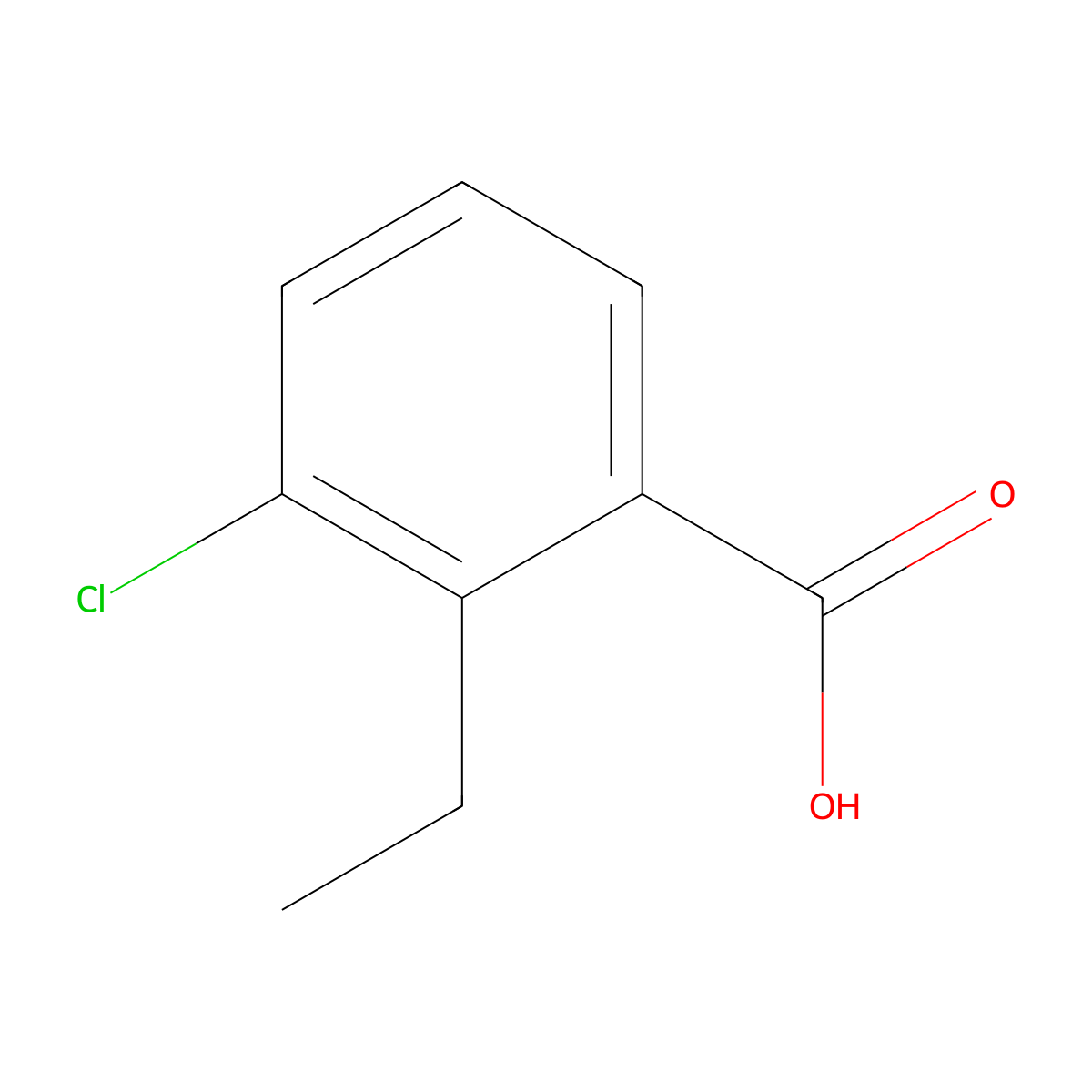 Benzoic acid, 3-chloro-2-ethyl- molecular structure, CAS 67648-15-1