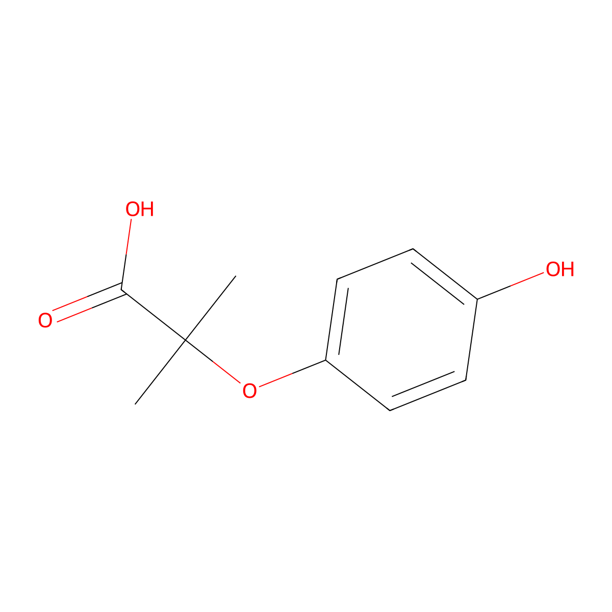 2-(4-Hydroxyphenoxy)-2-methylpropionic acid molecular structure, CAS 67648-64-0