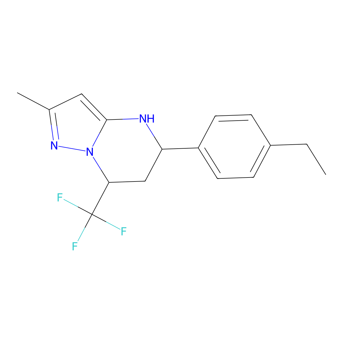 5-(4-Ethylphenyl)-2-methyl-7-(trifluoromethyl)-4,5,6,7-tetrahydropyrazolo[1,5-a]pyrimidine molecular structure, CAS 676484-98-3