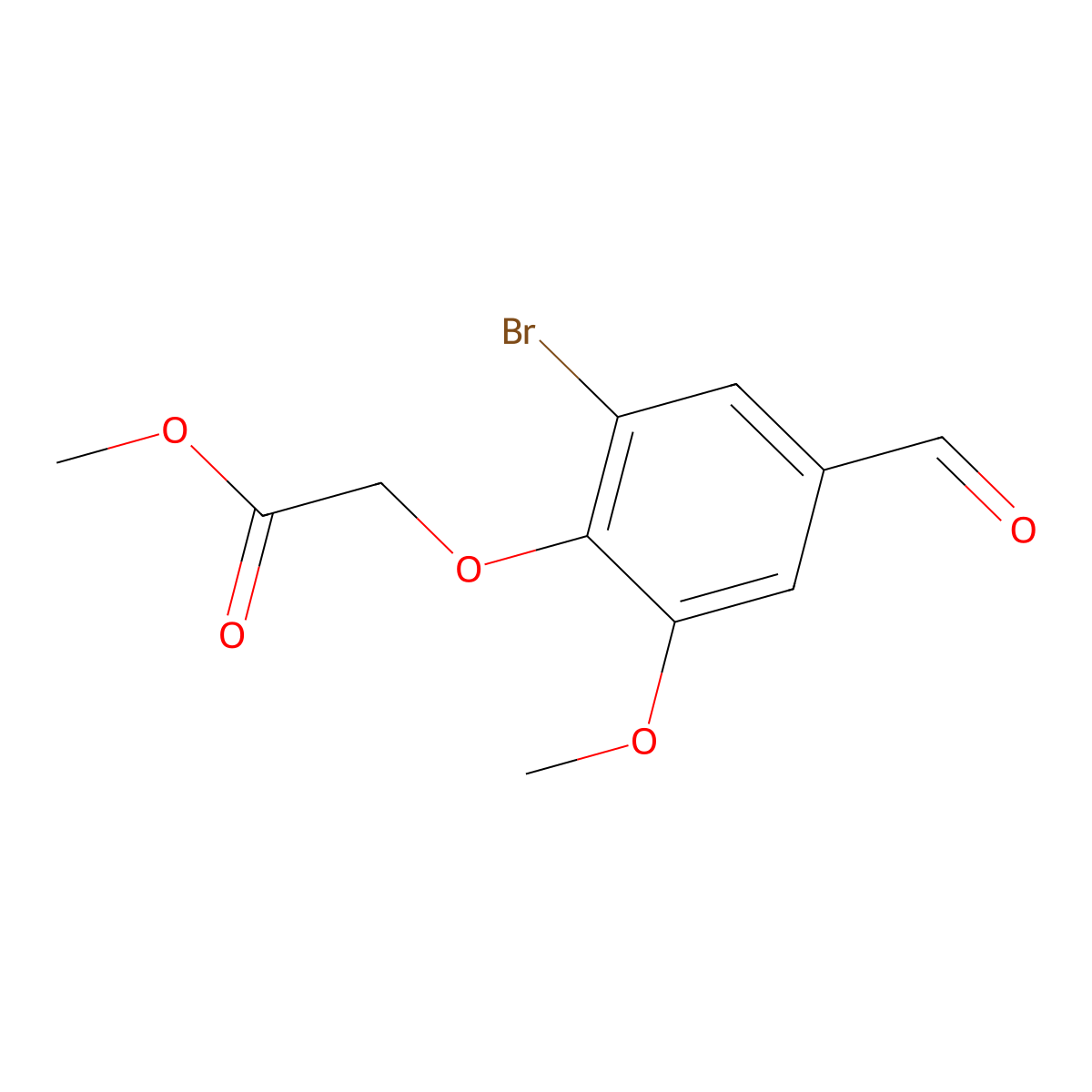 Methyl (2-bromo-4-formyl-6-methoxyphenoxy)acetate molecular structure, CAS 676485-01-1