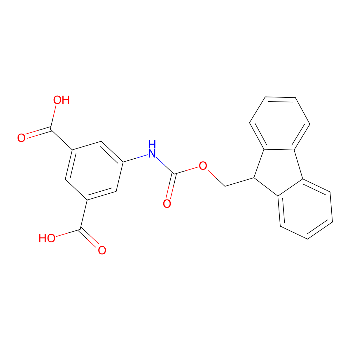 5-({[(9H-fluoren-9-yl)methoxy]carbonyl}amino)benzene-1,3-dicarboxylic acid molecular structure, CAS 676485-93-1