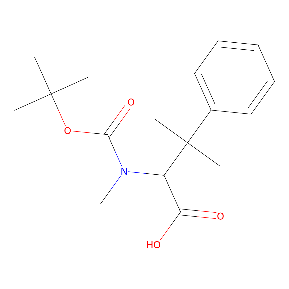2-((tert-Butoxycarbonyl)(methyl)amino)-3-methyl-3-phenylbutanoic acid molecular structure, CAS 676487-35-7