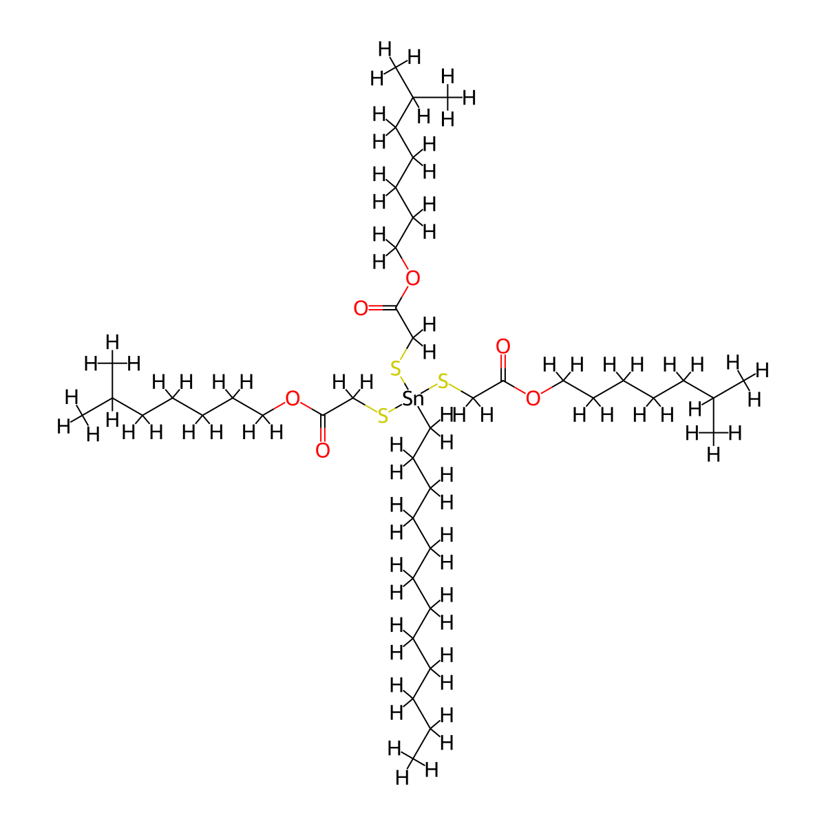 Dodecyltin tris(isooctyl thioglycolate) molecular structure, CAS 67649-65-4