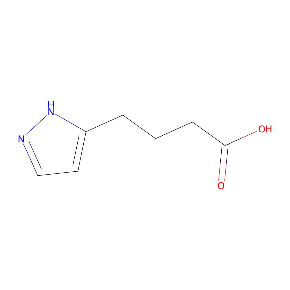 4-(1H-pyrazol-5-yl)butanoic acid molecular structure, CAS 676491-08-0