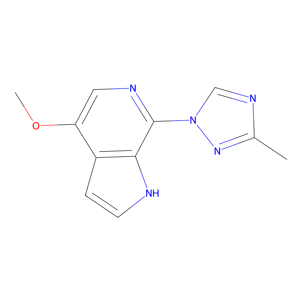 4-methoxy-7-(3-methyl-1H-1,2,4-triazol-1-yl)-1H-pyrrolo[2,3-c]pyridine molecular structure, CAS 676491-46-6