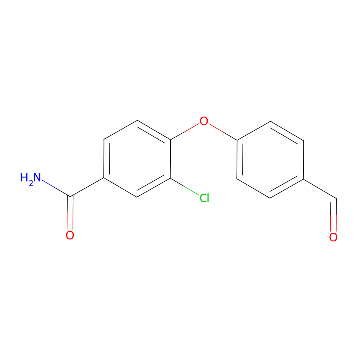 3-Chloro-4-(4-formylphenoxy)benzamide molecular structure, CAS 676494-59-0