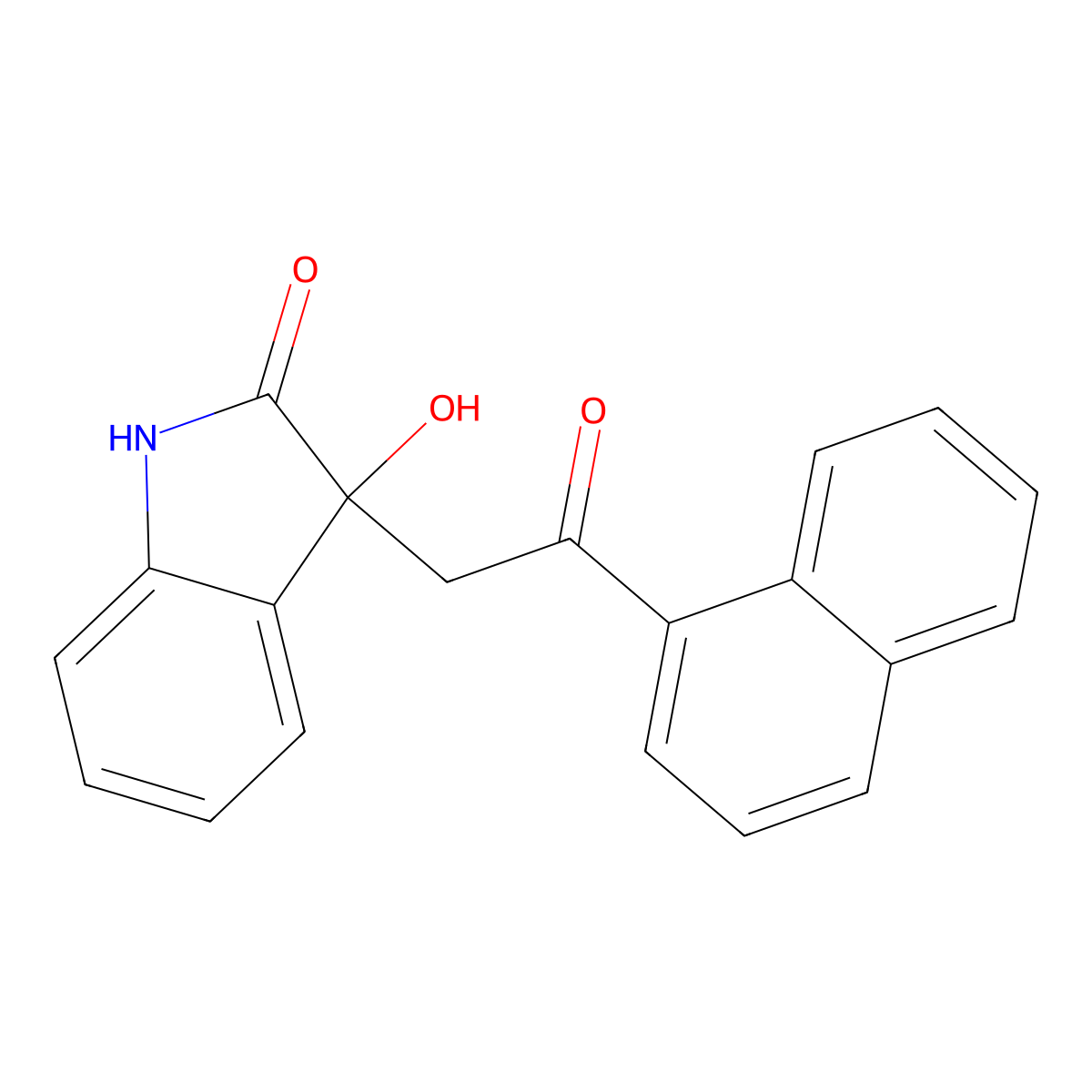 3-hydroxy-3-(2-naphthalen-1-yl-2-oxoethyl)-1H-indol-2-one molecular structure, CAS 6765-49-7