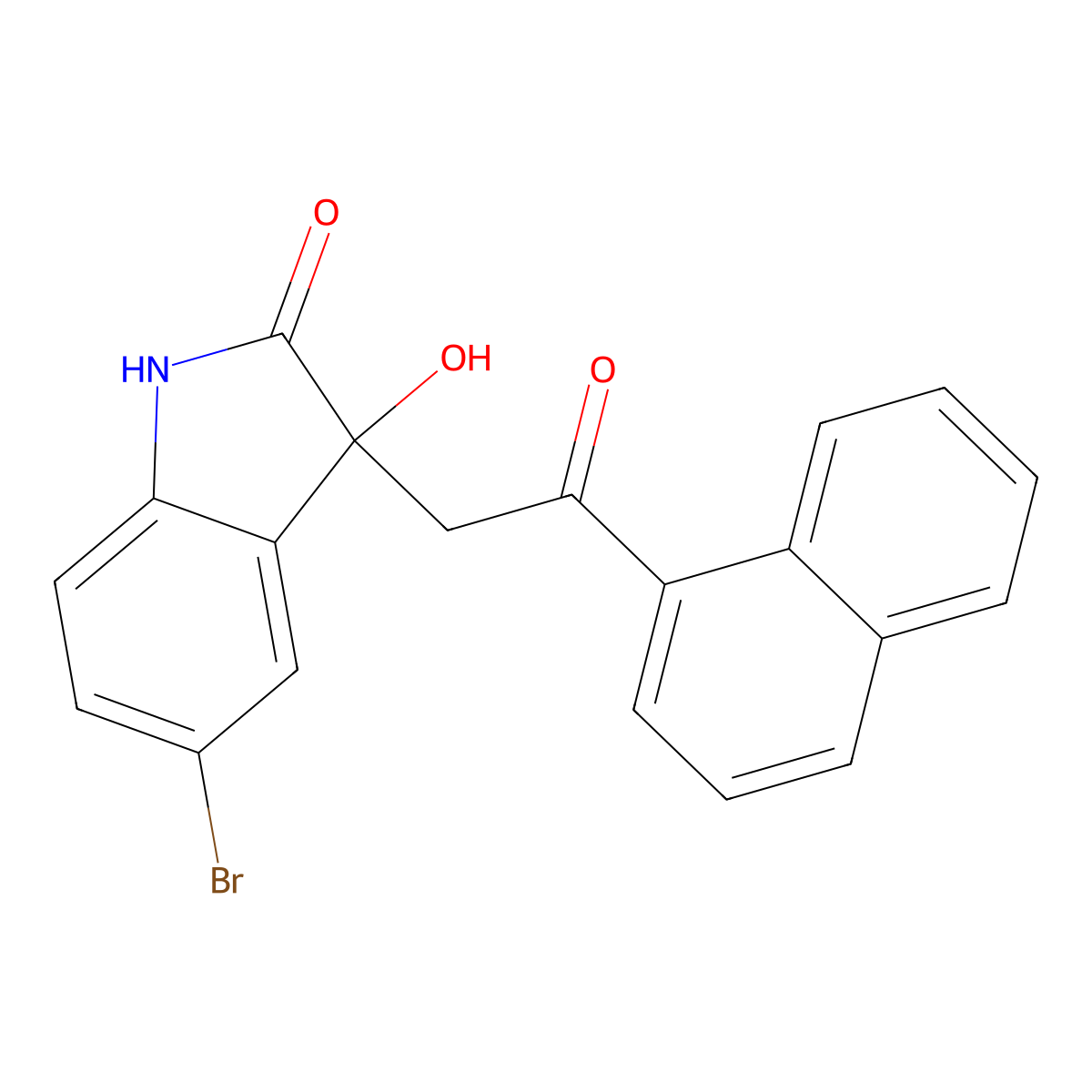 5-bromo-3-hydroxy-3-(2-naphthalen-1-yl-2-oxoethyl)-1H-indol-2-one molecular structure, CAS 6765-51-1