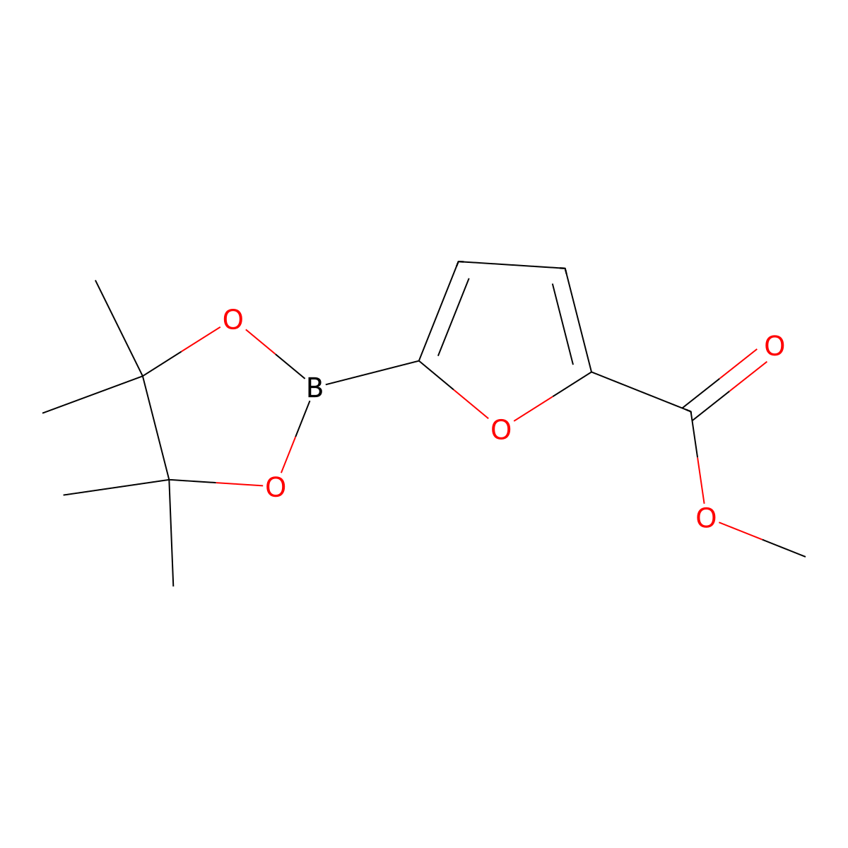 Methyl 5-(4,4,5,5-tetramethyl-1,3,2-dioxaborolan-2-YL)furan-2-carboxylate molecular structure, CAS 676501-87-4