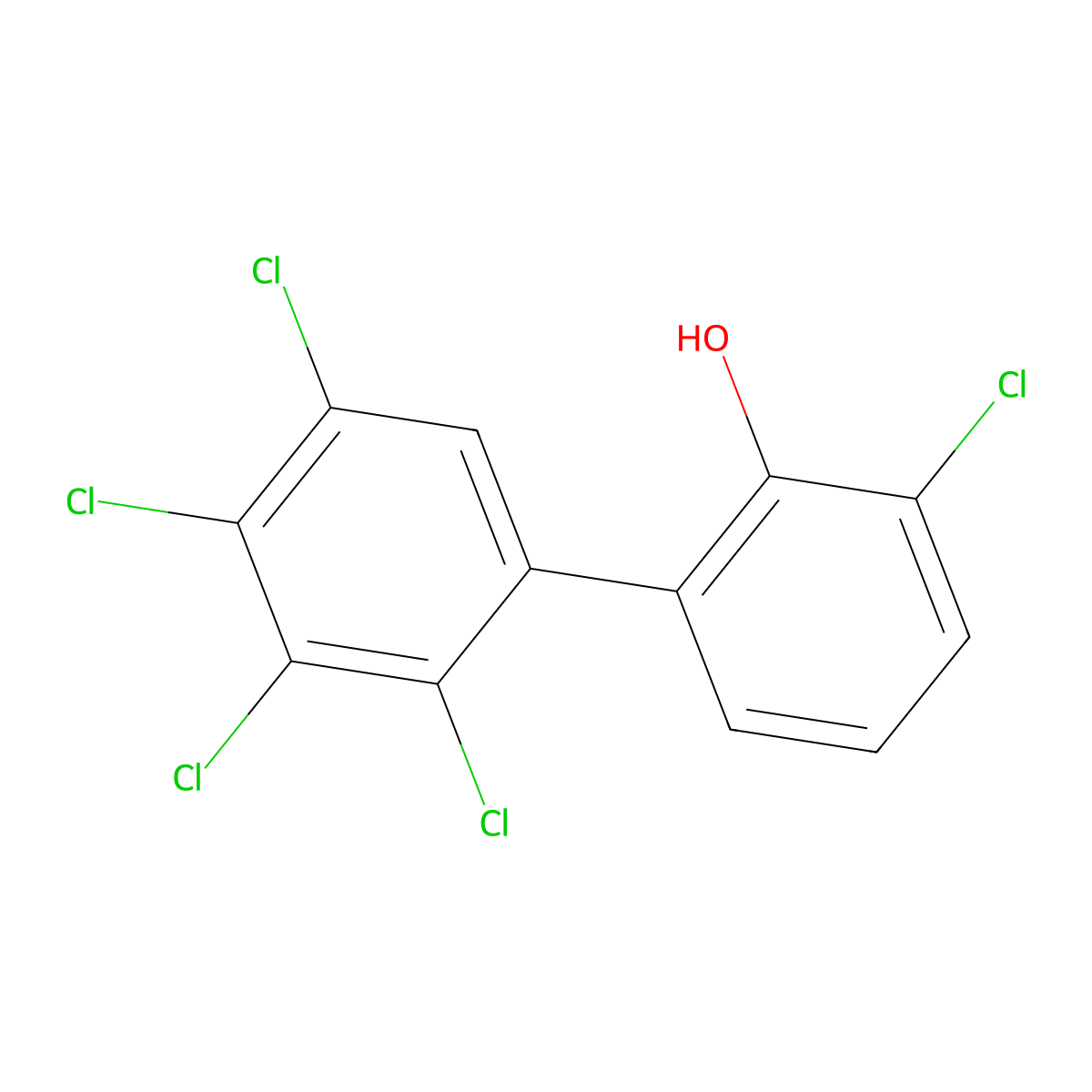 2-Chloro-6-(2,3,4,5-tetrachlorophenyl)phenol molecular structure, CAS 67651-35-8