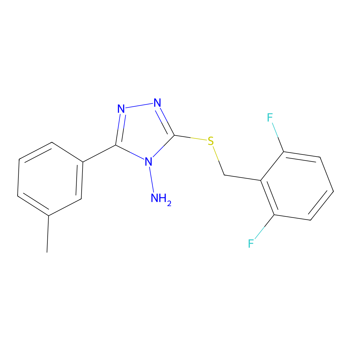 3-[(2,6-Difluorophenyl)methylthio]-5-(3-methylphenyl)-1,2,4-triazole-4-ylamine molecular structure, CAS 676521-60-1
