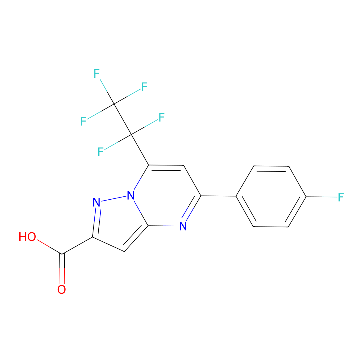 5-(4-Fluorophenyl)-7-(pentafluoroethyl)pyrazolo(1,5-a)pyrimidine-2-carboxylic acid molecular structure, CAS 676521-71-4